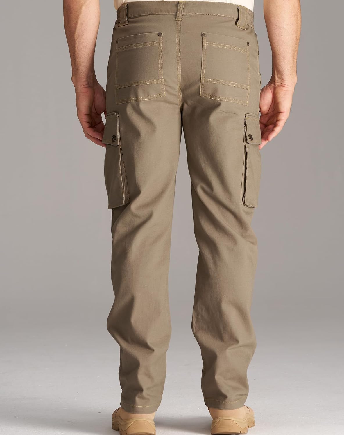 CHRONOLINE Men’s Stretch Canvas Cargo Pants Water-Repellent Work Pants for Men Hiking Outdoor Motorcycle Mechanic Pants