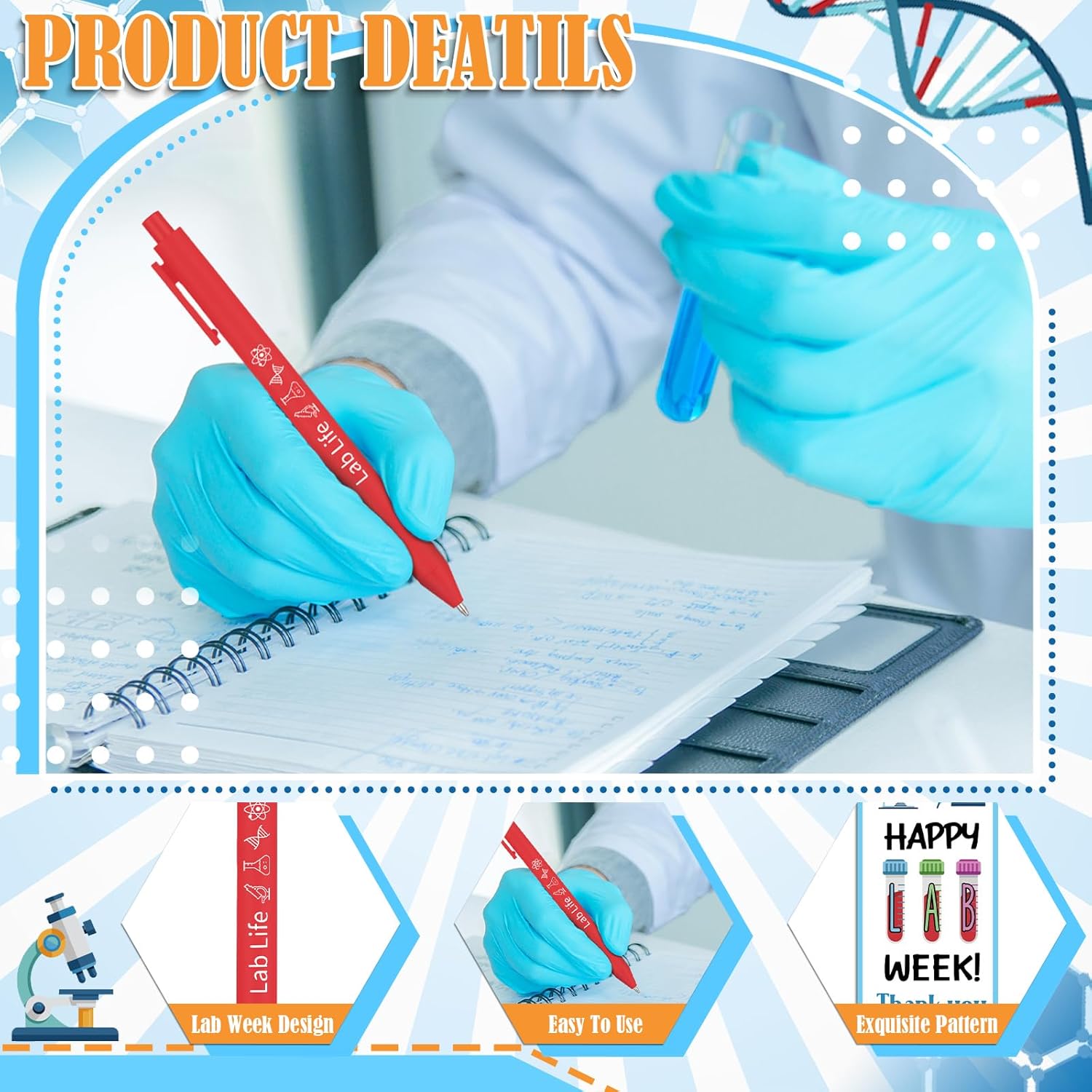 Gersoniel 24 Sets Lab Week Gifts Laboratory Pens Bulk Lab Tech Gifts with Thank You Cards Zip Ties Cute Funny Black Ink Ballpoint for Laboratory Workers Medical Assistant Nursing Staff Supplies