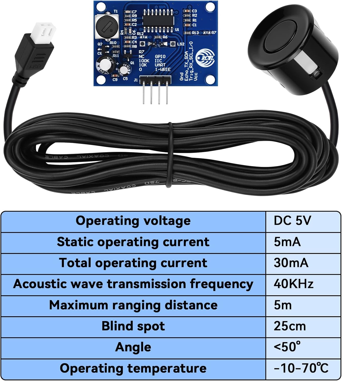 3pcs JSN-SR04T Integrated Ultrasonic Distance Measuring Module 20-500CM High Precision Distance Measuring Transducer Waterproof Design with Male to Female Jumper Wires for Arduino