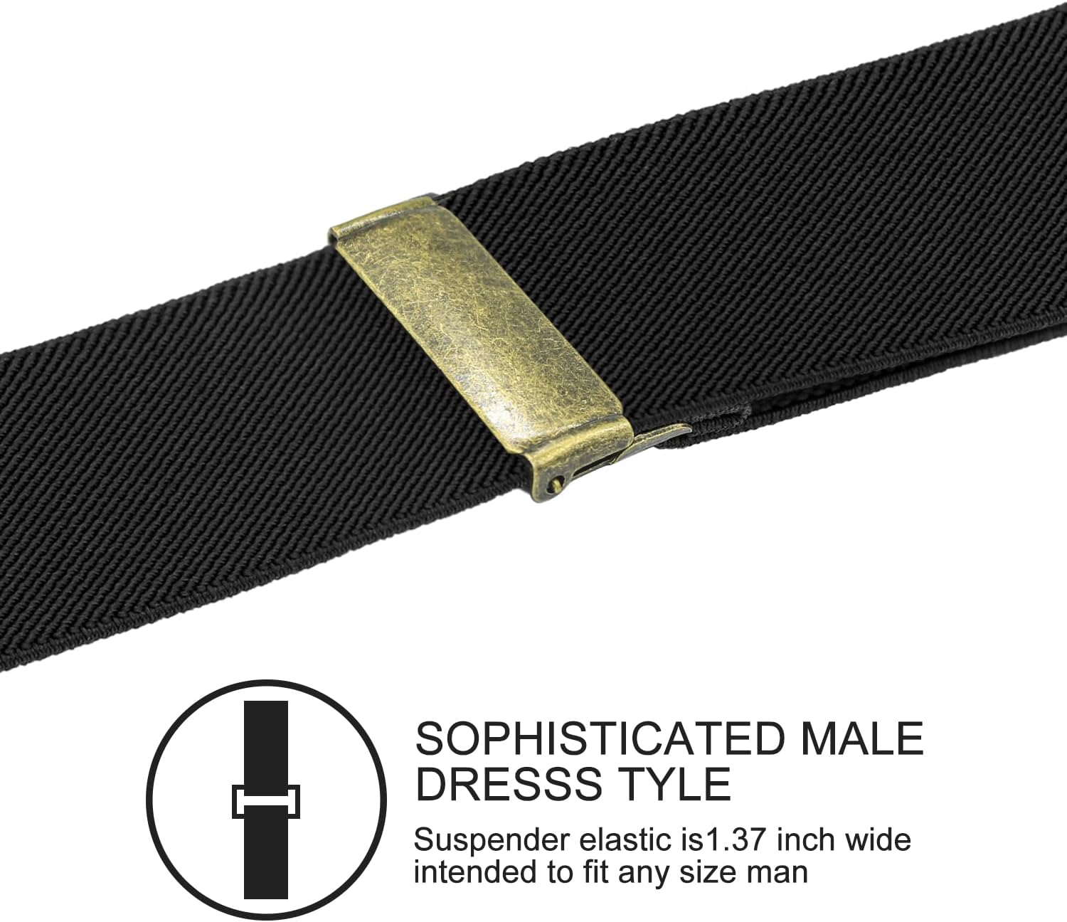 Suspenders for Men, Adjustable Suspenders Gold Clip with Elastic Straps Y-Back Construction Heavy Duty for Work - Image 4