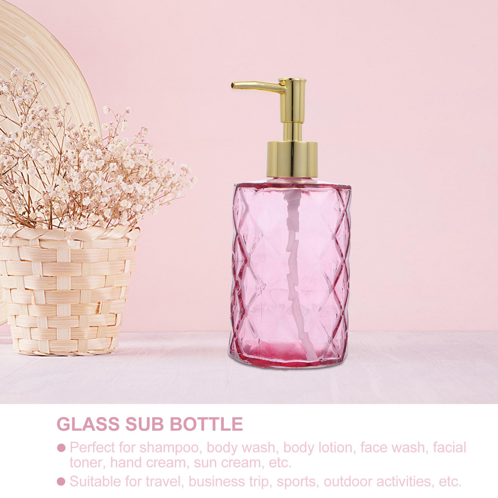 Healeved 3 Stück Glas Pumpflaschen für Shampoo und Duschgel Wiederverwendbare Reise Spenderflaschen mit Pumpe für Bad und Unterwegs Farbig Pfauenblau Rosa Violett