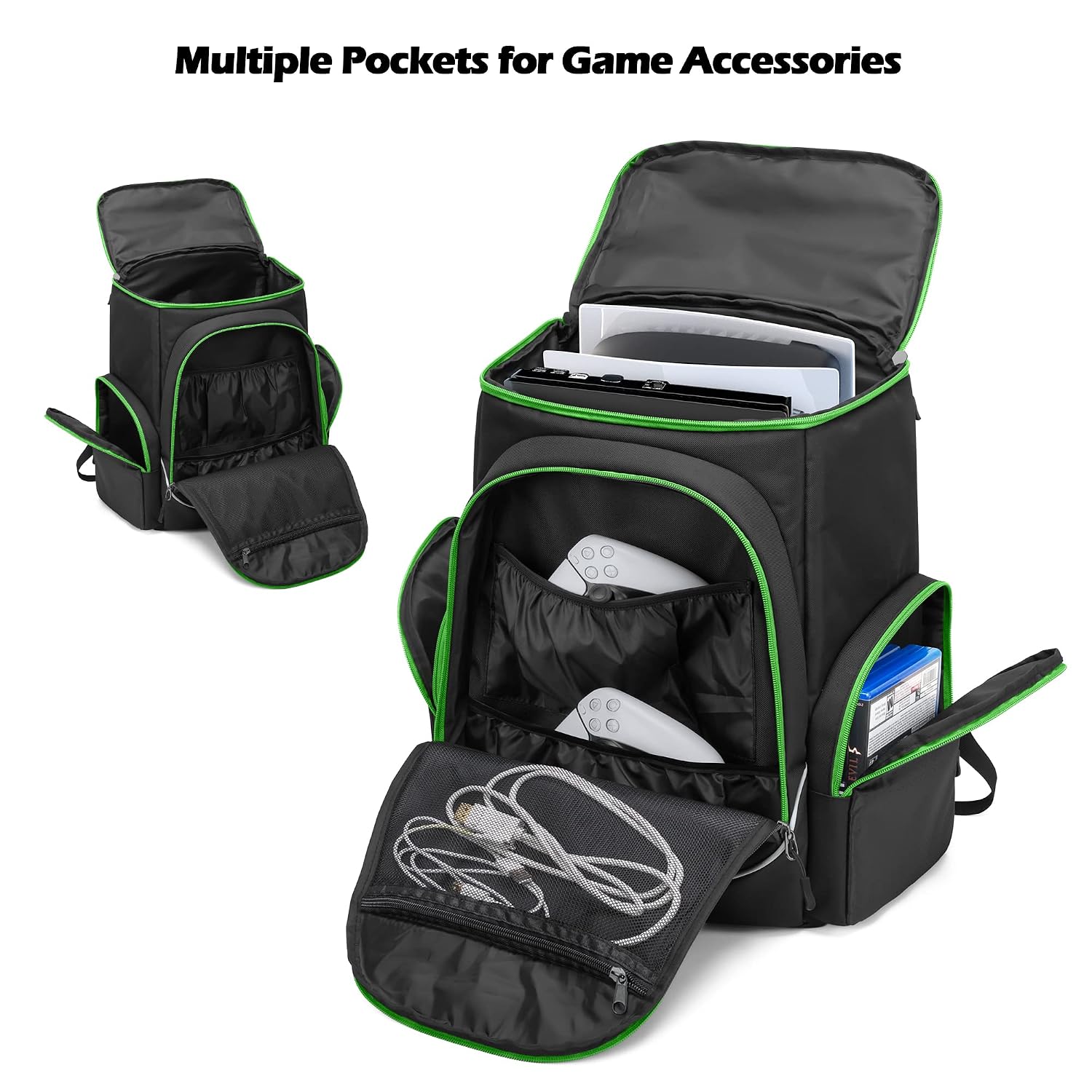 Trunab Gaming Console Backpack Compatible with PS5/PS4/PS4 Pro/PS4 Slim/Xbox One/Xbox One X/Xbox One S, Travel Carrying Bag with Multiple Pockets for 15.6” Laptop [playStation_5]