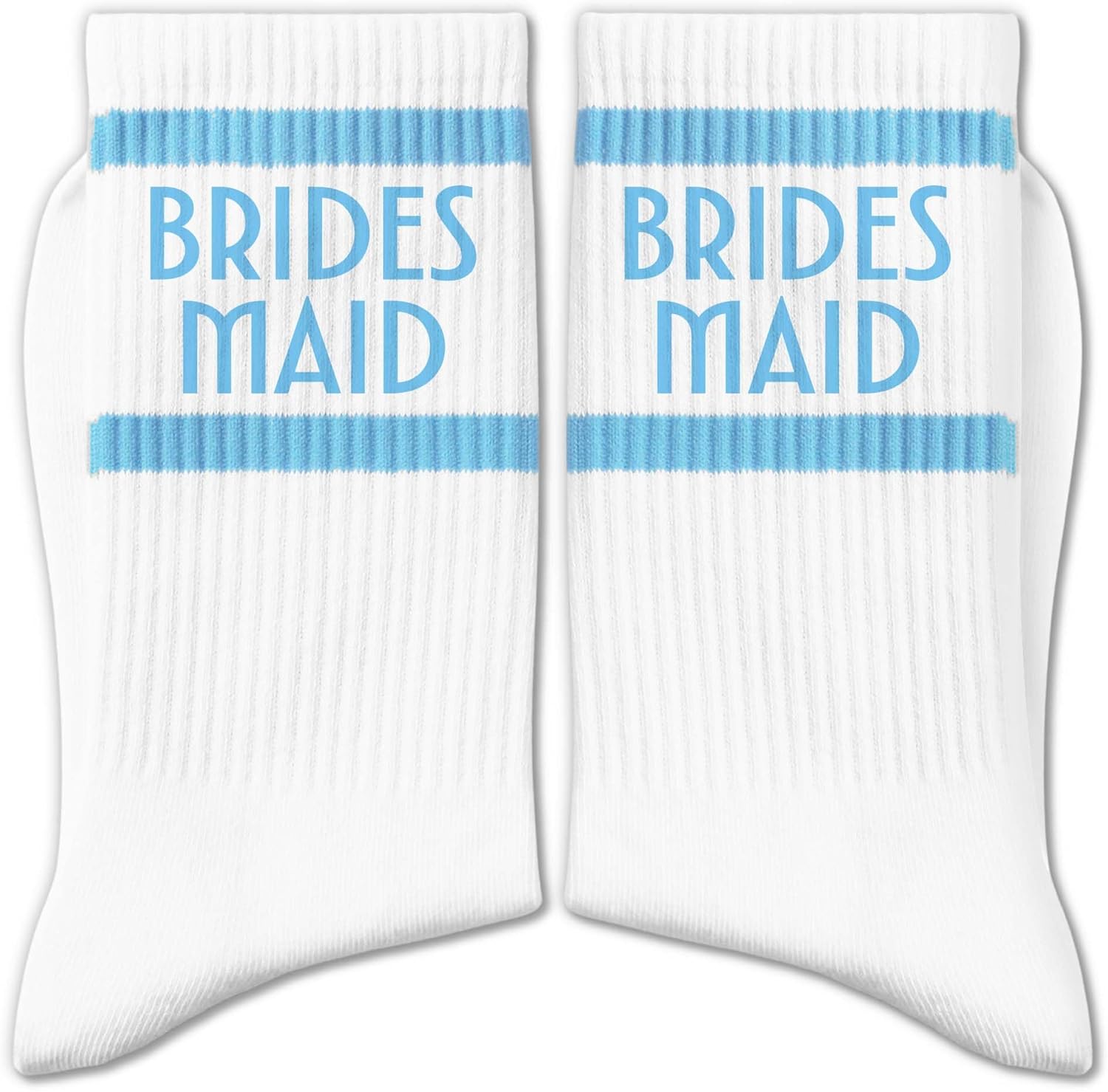 Blue and White Striped Crew Wedding Socks, Wedding Day Essentials Bridal Shower Gifts for Bride