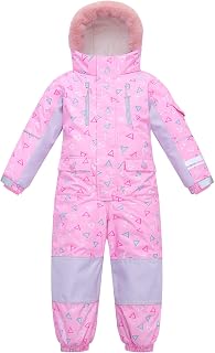 Yueta One Piece Snowsuit Baby Boys & Girls Ski Suit Jackets Jumpsuits Waterproof Winter Snowboarding for 3-8 Years Kids