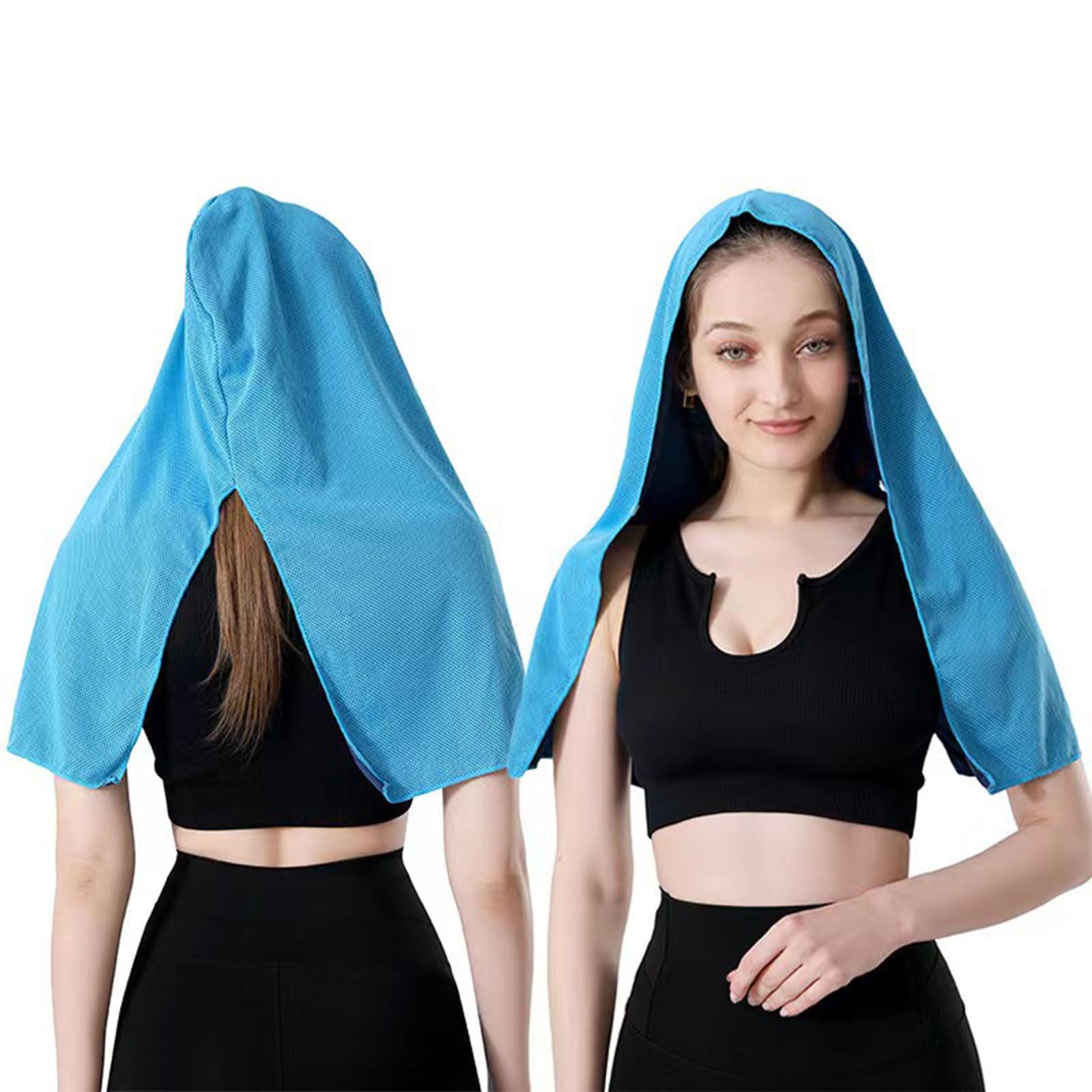 WEISUYUUS Summer Cooling Head Scarf Quick Drying Hoodie Towel Ice Silk Scarf Sun Protections for Outdoor Sports Gym Yoga Neck Wrap