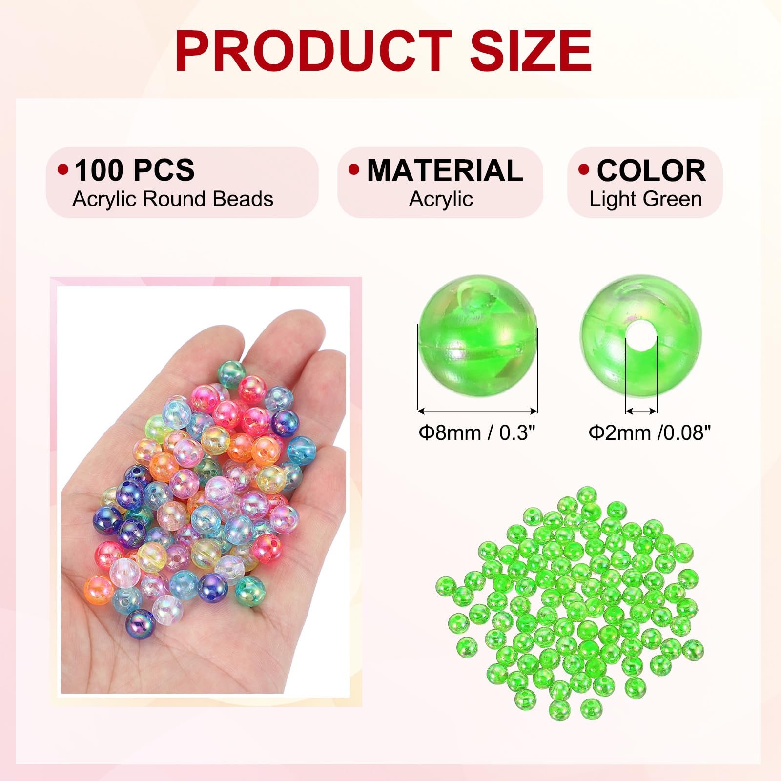 PATIKIL 8 mm Acrylic Round Beads - Image 2