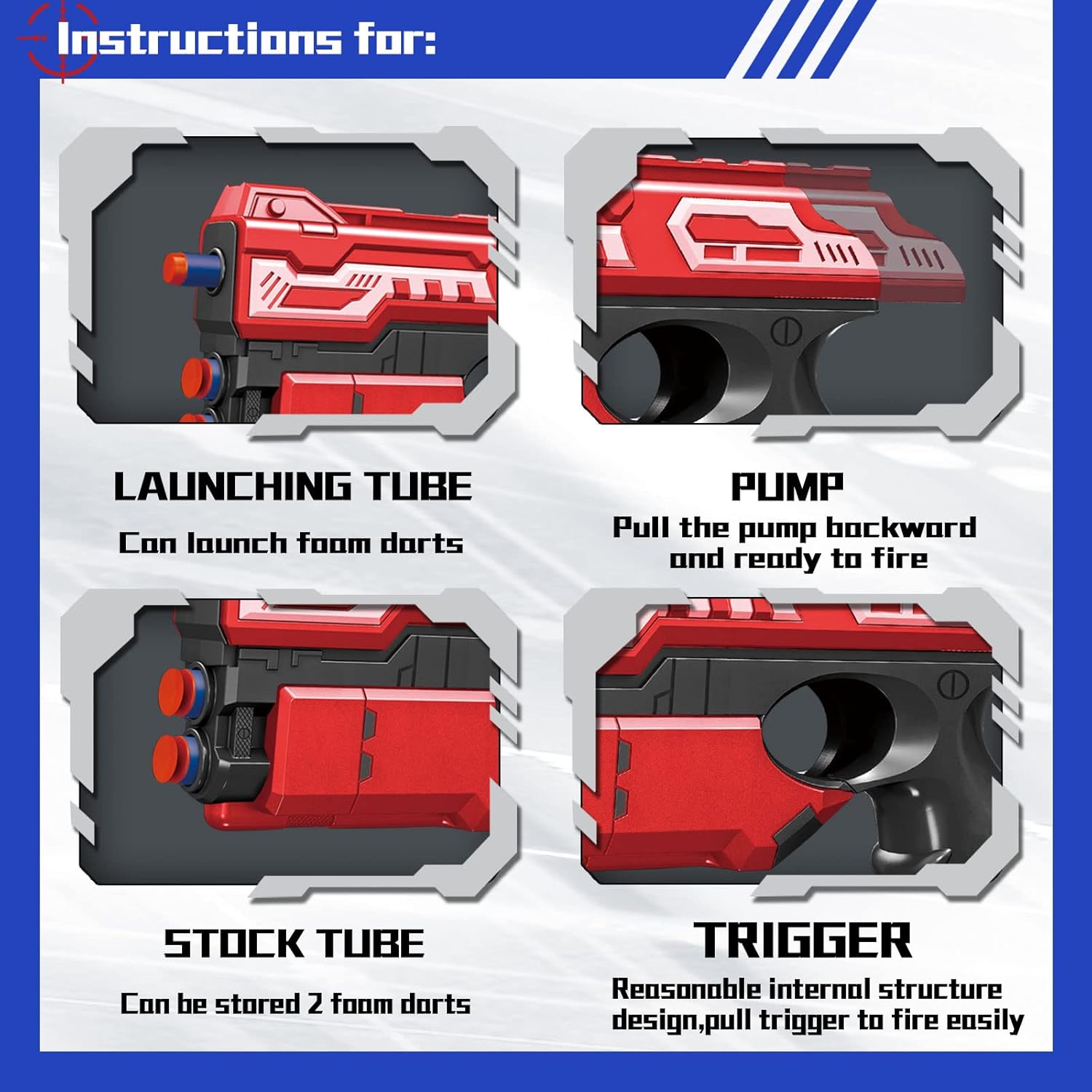 POKONBOY 6 Pack Blaster Toys Guns for Boys Fit for Nerf Bullets, Toy Guns with 160 PCS Refill Foam Darts for Boys Girls Hand Gun Toys for 6+ Year Old Kids Party Favors Birthday