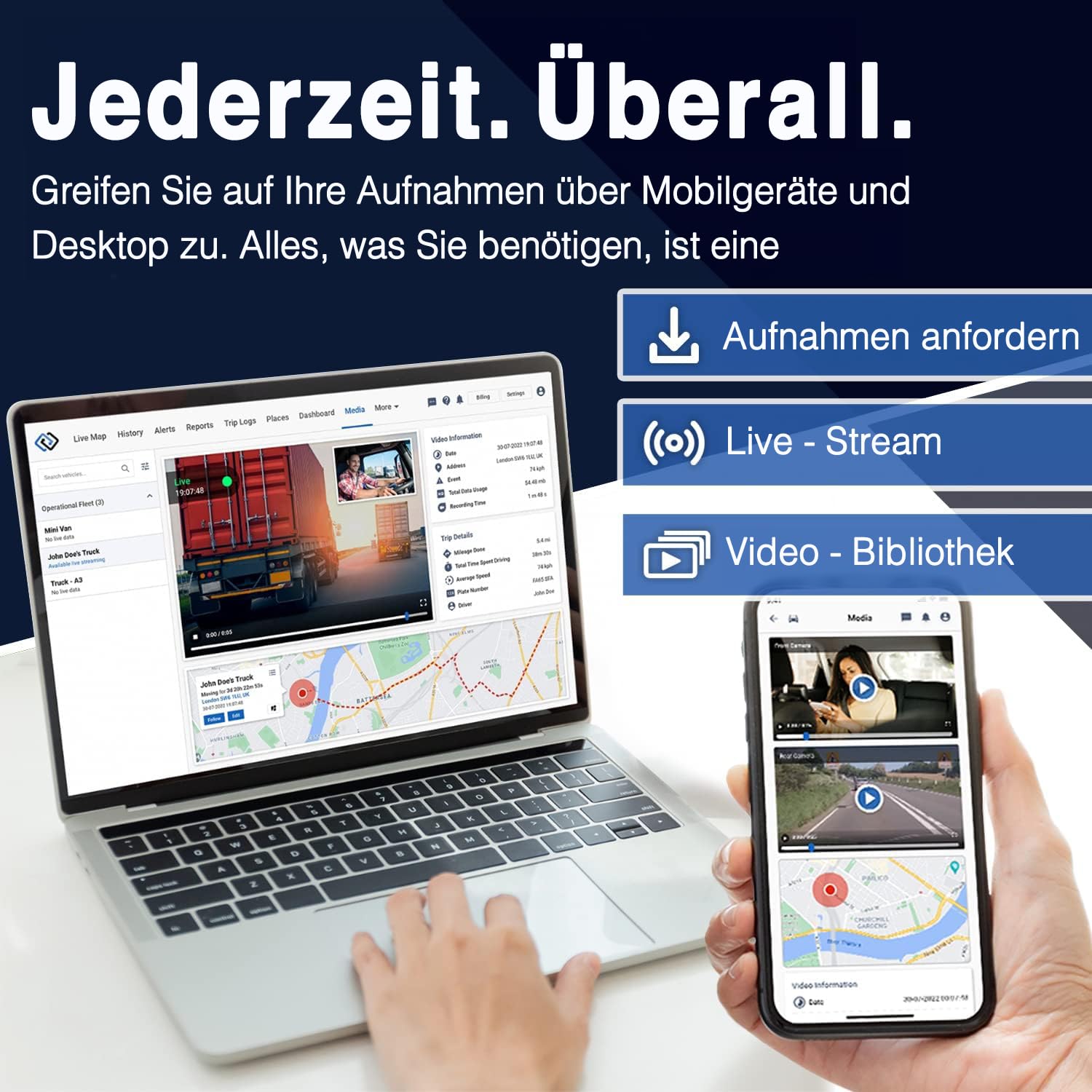GPSLive 4G Dual-Dashcam mit GPS-Tracker und OBD-II-Stromversorgung, 2 HD-Kameras für Straße & Innenraum, Live-GPS-Ortung, Cloud-Speicher, Plug-&-Play