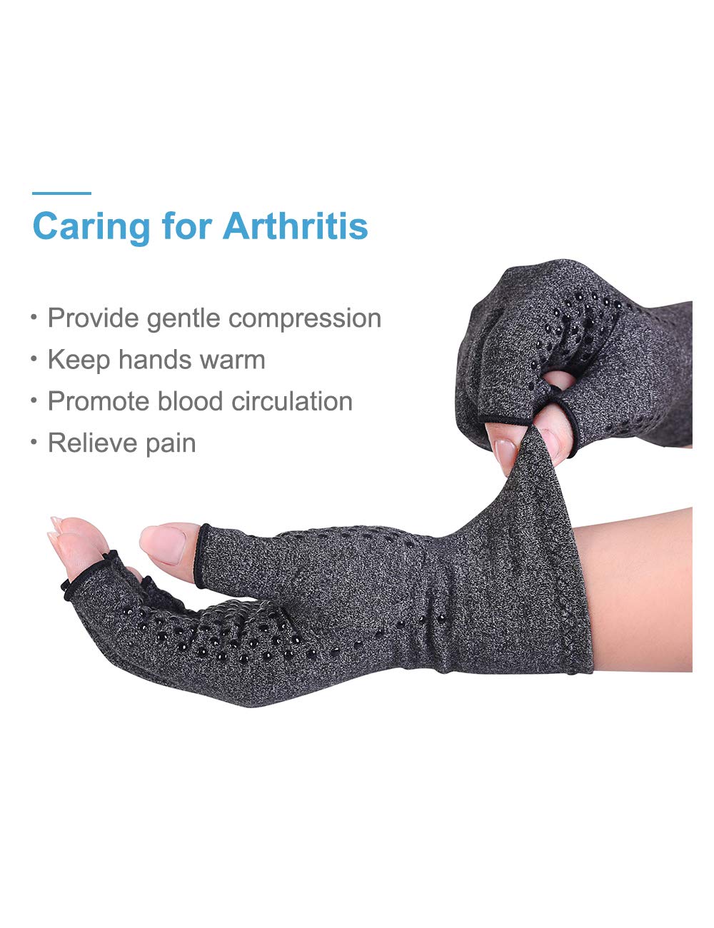 Donfri 2 works Arthritis Hand Compression Gloves Fingerless Design Non-slip for Women Men Relieve Symptoms Rheumatoid Osteoarthritis Raynauds Disease Breathable Comfortable Fit Machine Washable (M) - Image 4