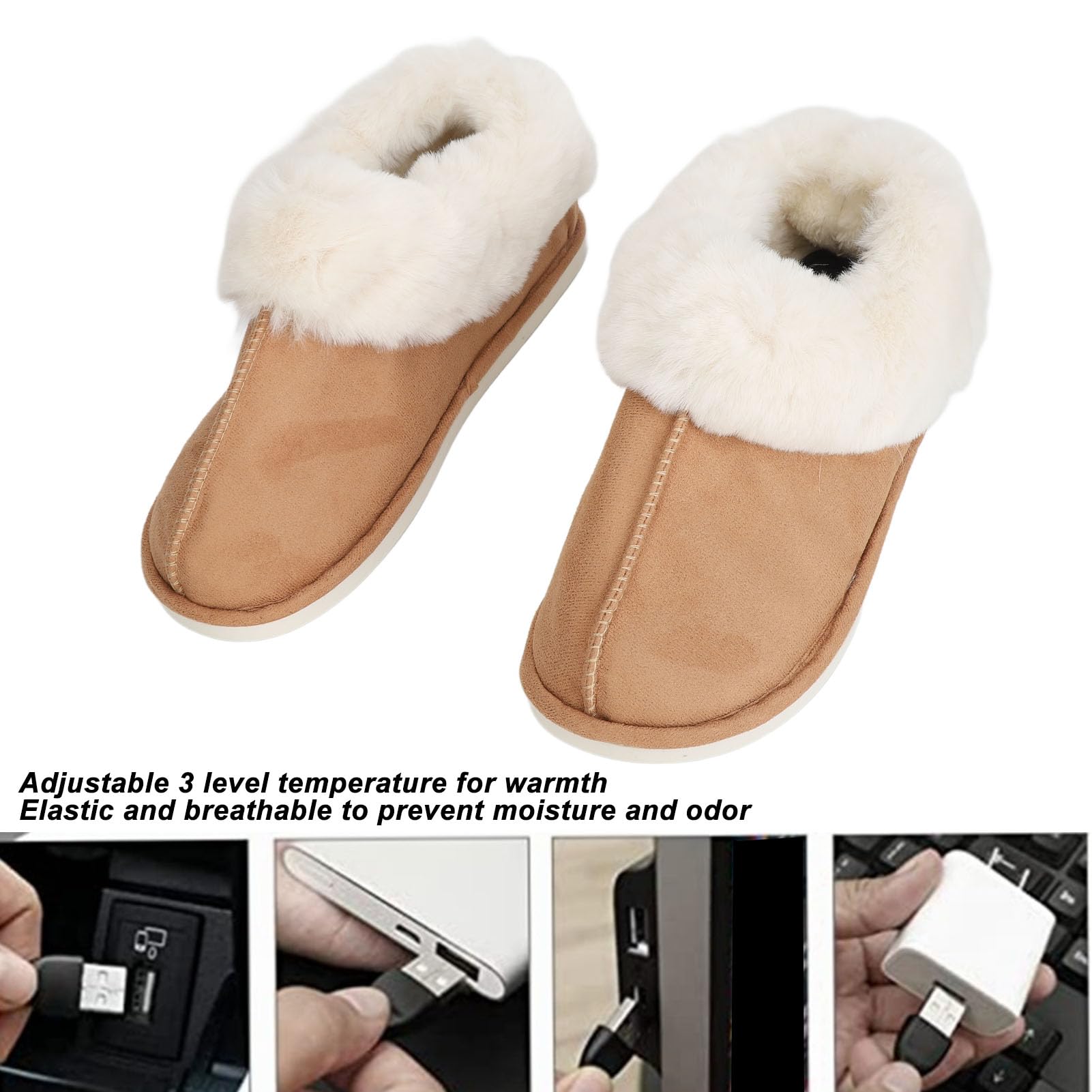 EMUKOEP Pantofole Riscaldanti Antiscivolo per Piedi Riscaldanti Elettrici per Viaggi a Casa