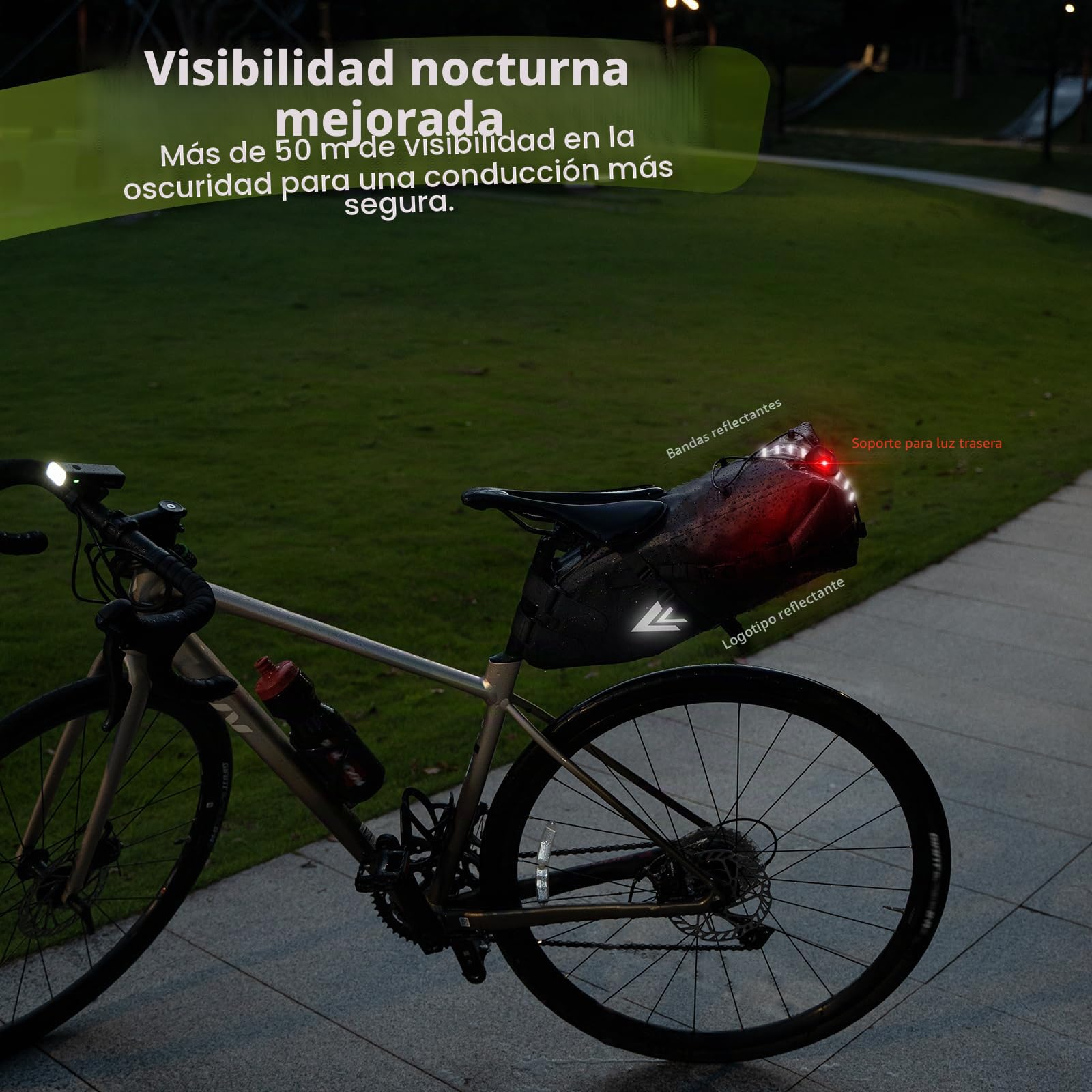 Jeebel Bolsa de Sillín Trasera para Bici, Bolsa Almacenamiento de Asiento Deportiva 10L Alforjas de ​Tija Impermeable Ligera para Ciclismo MTB Carretera