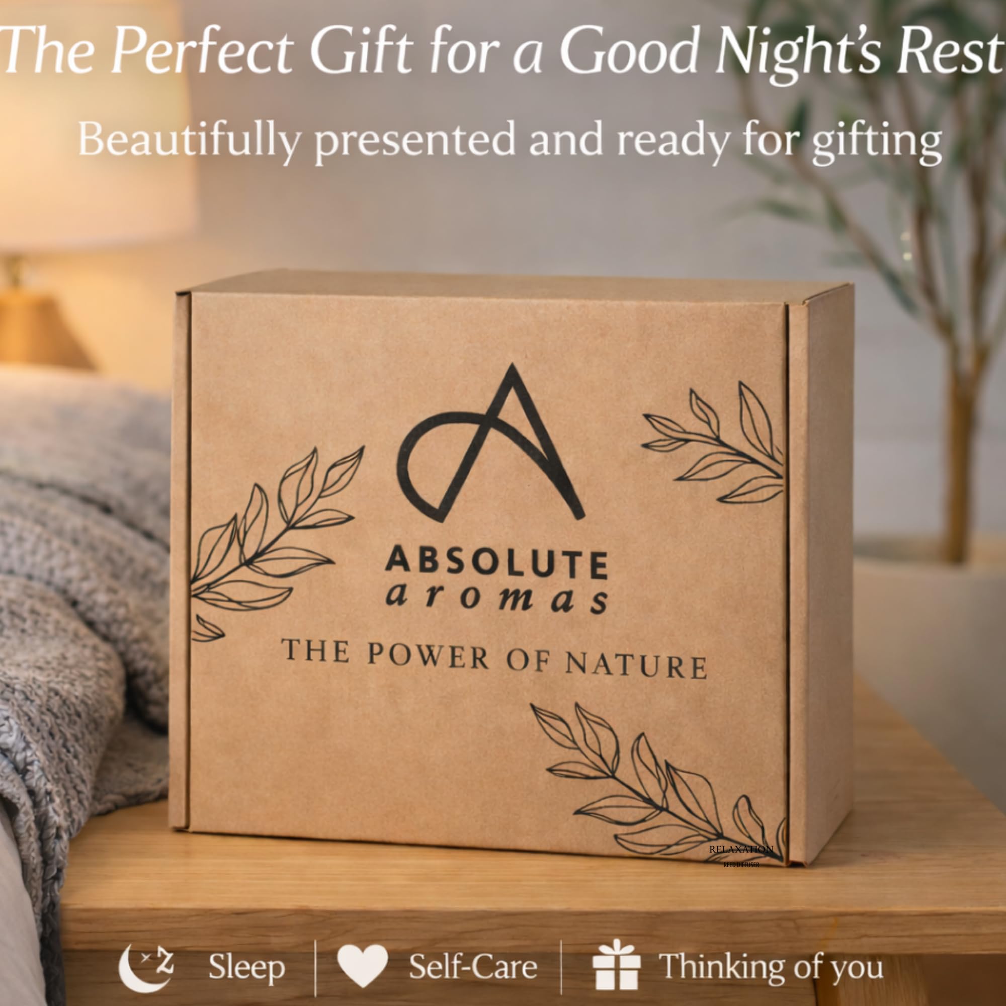 Absolute Aromas Sweet Dreams Coffret cadeau de sommeil – Vaporisateur d'ambiance Goodnight, boule roulante, sels de bain Epsom, diffuseur de parfum de relaxation et masque pour les yeux