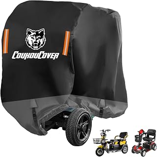Mobility Scooter Cover, All Weather Outdoor Waterproof Protection Mobility Scooter Accessory for 3 or 4 Wheel Mobility Scooters, Durable with Reflective Stripes (56" Length)