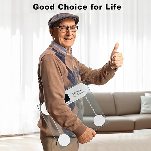 Miniatura 8 de Báscula parlante para peso corporal con voz masculina pura de América del Norte, báscula de baño parlante de alta precisión con pantalla LCD grande,