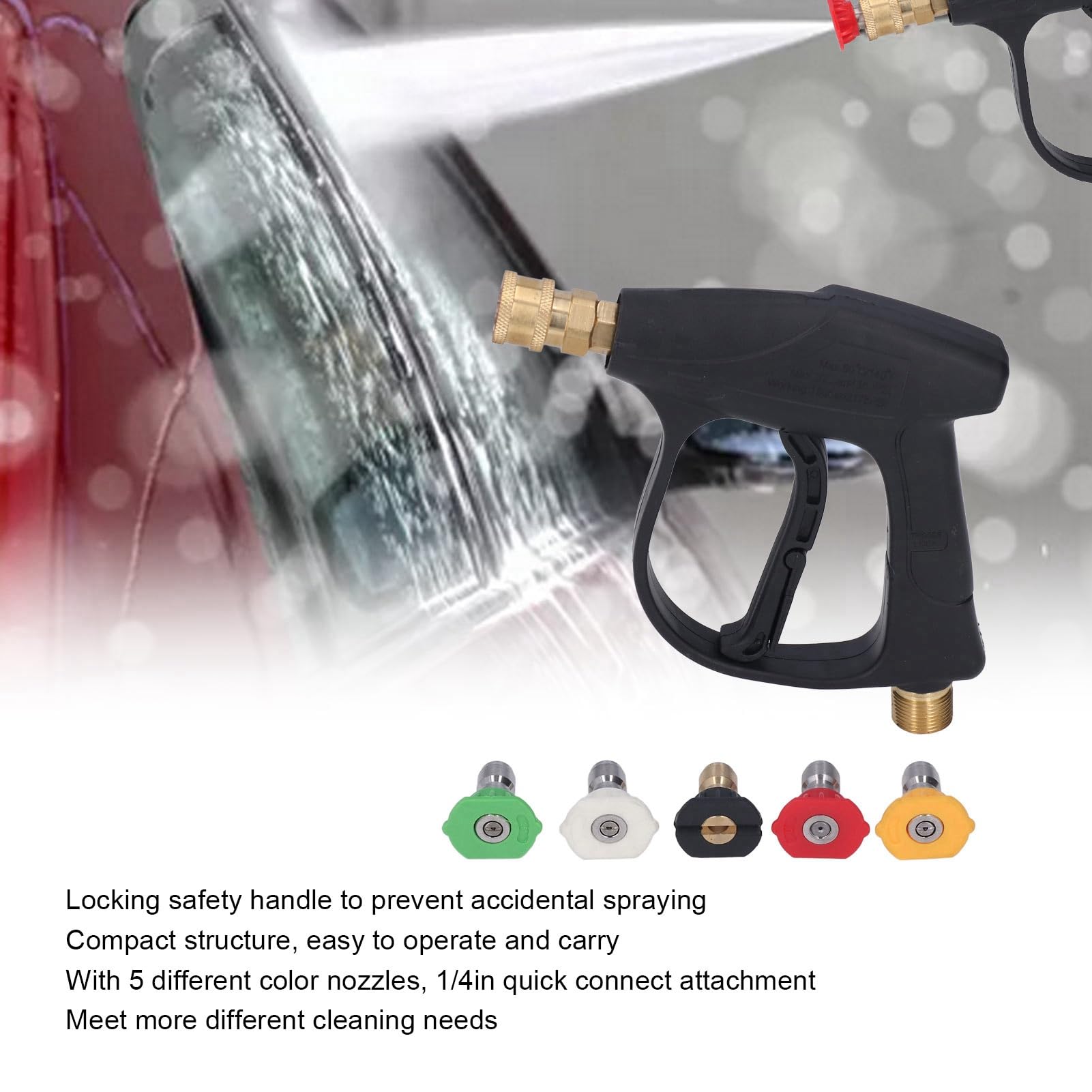 Pistola per Pulizia Auto 5 Pezzi Ugelli Ad Alta Pressione per Autolavaggio Spray per Pistola Ampia Macchina per Lavaggio Auto Pistola a Spruzzo Spritz per Pistola a Spruzzo