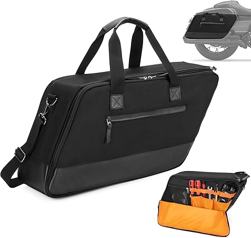 HODRANT Bolsa de alforja para motocicleta, organizador de alforjas con forro naranja, compatible con Harley Davidson 1993-2022 Touring Road Glide