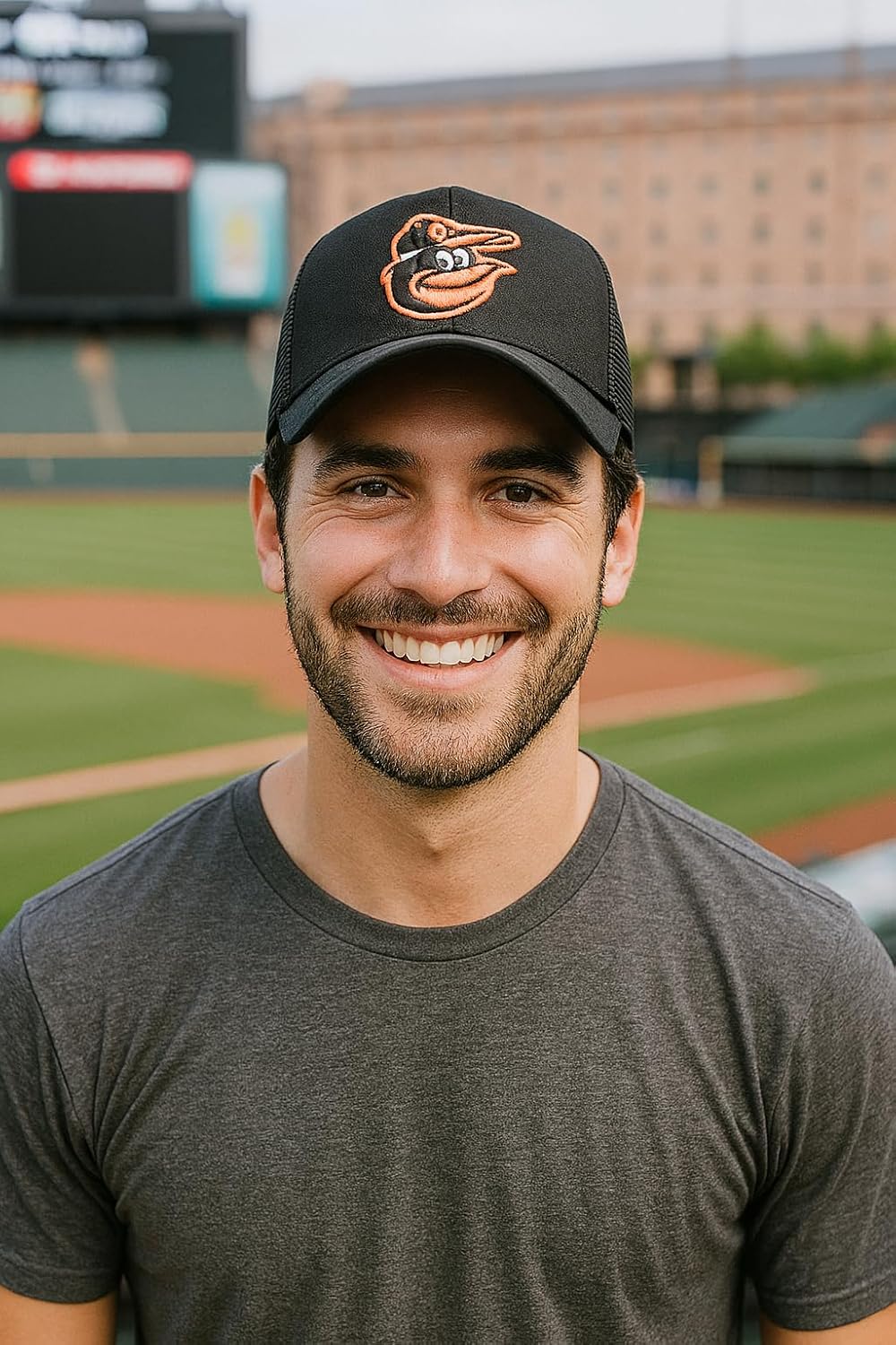 Officially Licensed Baltimore MVP Classic Primary Home Team Logo Black/Orange Mesh Trucker Snapback Hat Adjustable Embroidered Structured Sports Ball Cap