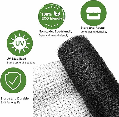 Miniatura 5 de KLEWEE Red de jardín resistente de 7.5 x 65 pies para proteger árboles frutales, plantas y verduras contra pájaros, ciervos, ardillas y otros