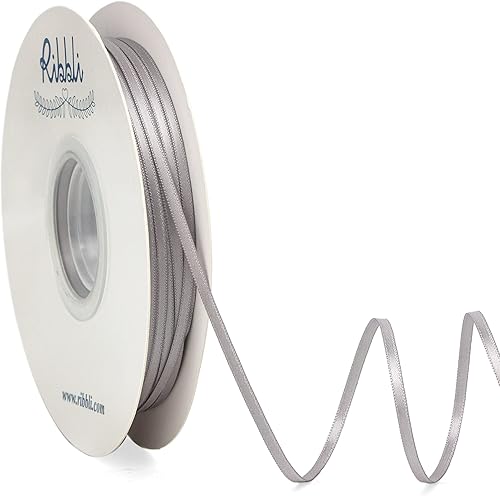 Miniatura 30 de Ribbli - Cinta de satén de 1/8 pulgadas x 100 yardas, cinta dorada fina de doble cara para uso en tarjetas de invitación de boda, envoltura