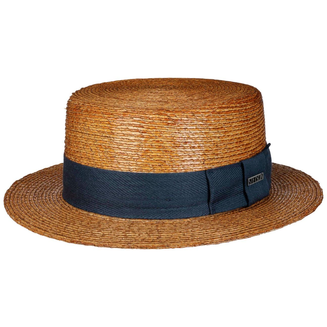 Stetson Revenco Boater Sombrero canotier Paja Banda de Tela Unisex Primavera Verano