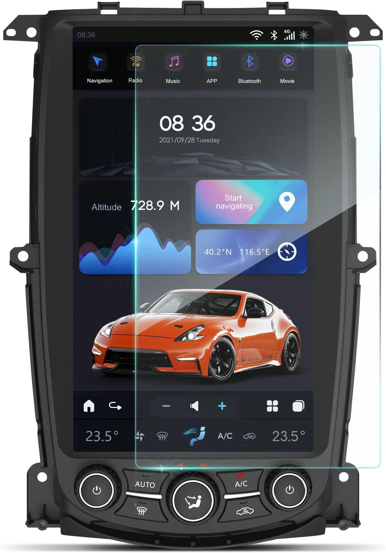 AuCar HD Tempered Glass Screen Protector for Nissan 370Z / Toyota 4Runner / FX35 Car Accessories, Designed for 13.6 Inch Universal Car Radio Head Unit Dashboard Touchscreen