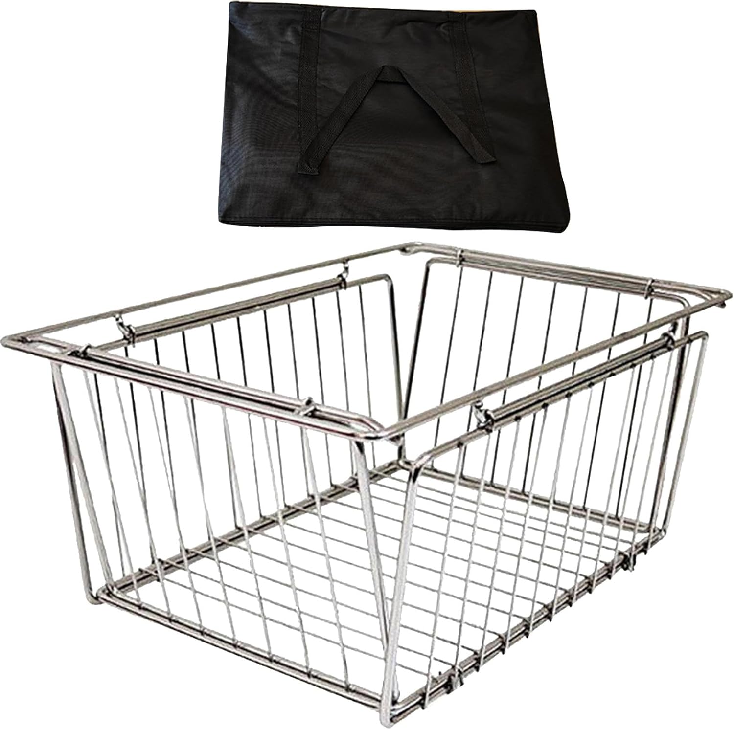 Folding Basket, Picnic Table Organizer, 15.10 Inches Basket with Design, Stainless Steel Organizer, Storage Baskets with Easy Carry Handle, Outdoor Baskets for Camping and Barbecue