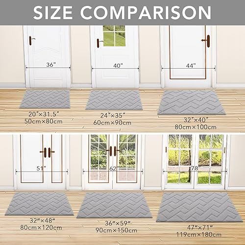 Miniatura 75 de hicorfe - Tapete para interiores, para puerta delantera o trasera, parte trasera de goma, antideslizante, absorbente, resistente a la suciedad, Café