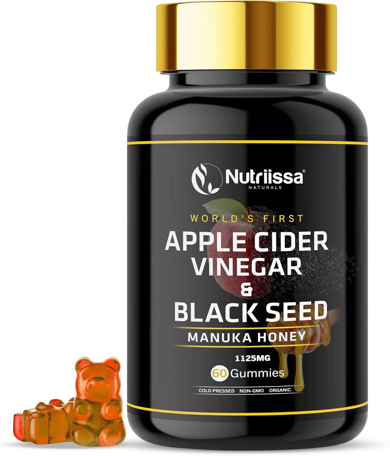 Non Toxic Organic ACV gummies with black seed oil.