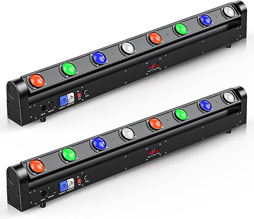 Barra de luz para DJ de cabeza móvil, 120 W, 8 haces LED RGBW, luz de cabeza móvil, haz estroboscópico lavado 3 en 1, barra de luz de escenario
