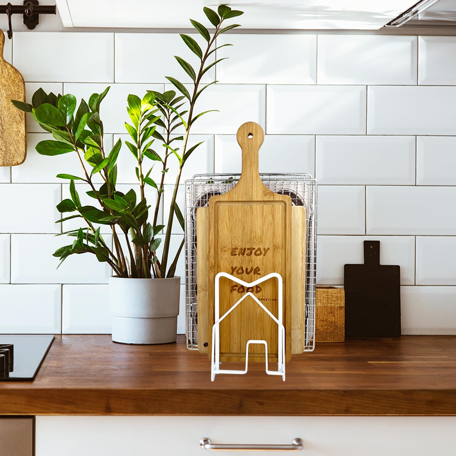 YHNDECO Lot De 2 Supports Et Planche à Découper, Tiroir Avec 5 Fentes, Organisateur De Cuisine