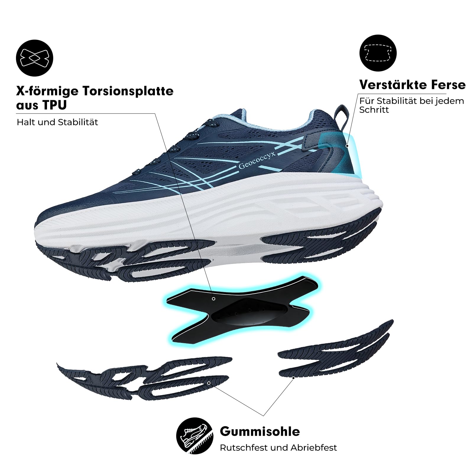 Herren Sportschuhe Breite Zehenbox Dämpfung 39-46 EU | Sneaker, Laufschuhe, Walkingschuhe, Männer, Atmungsaktiv, Rutschfest