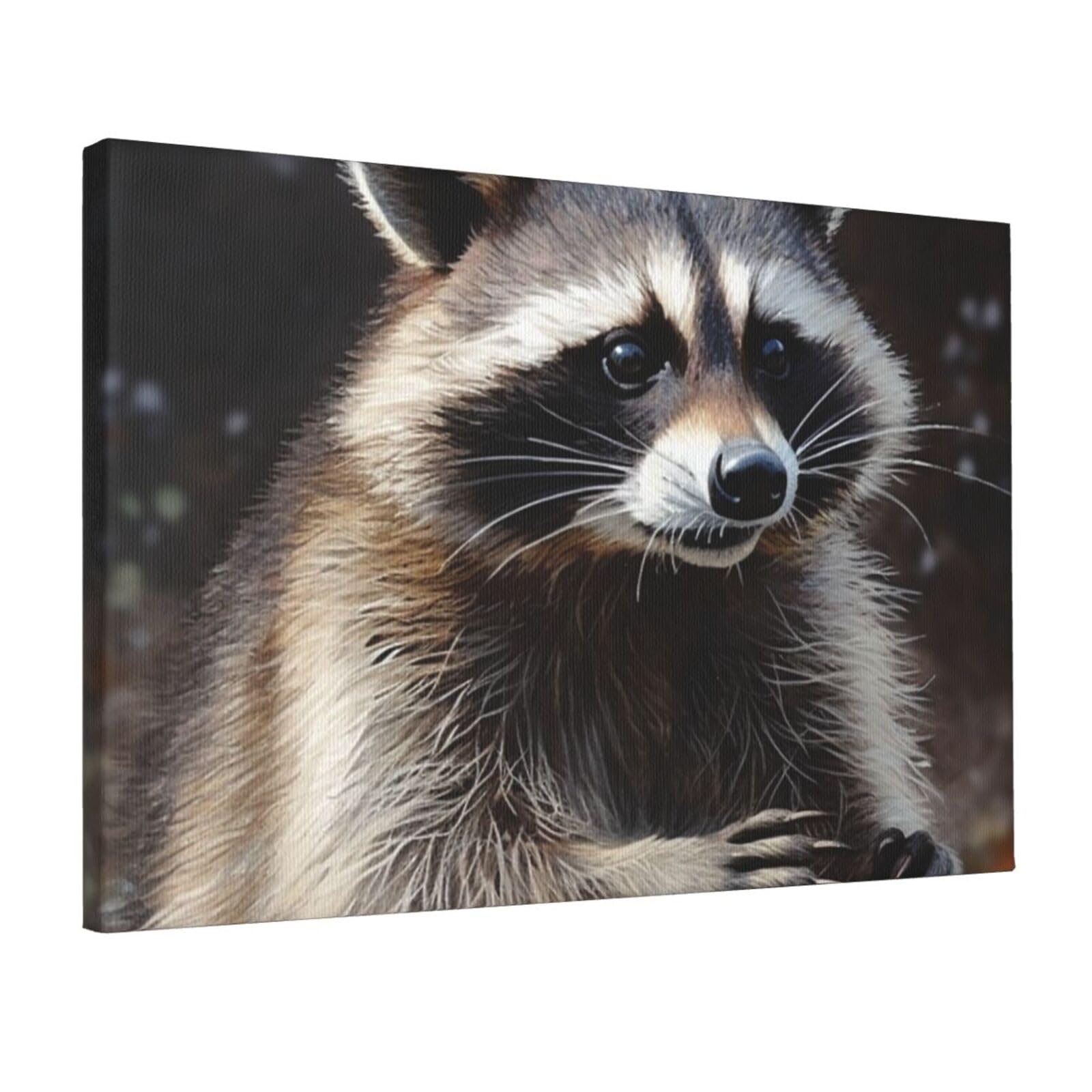 KLOPH Raccoon Canvas Wall Art for Living Room 12"x18" Modern Artwork Painting for Bathroom Hanging Canvas Prints Aesthetic Wallart for Bedroom Kitchen Office Wall Decor