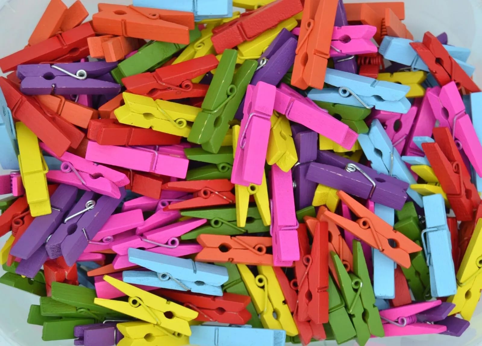 celloexpress Mini Wooden Crafts Pegs - Small Wood Clips - 35mm, Rainbow Mix, Pack of 500 โ image 1