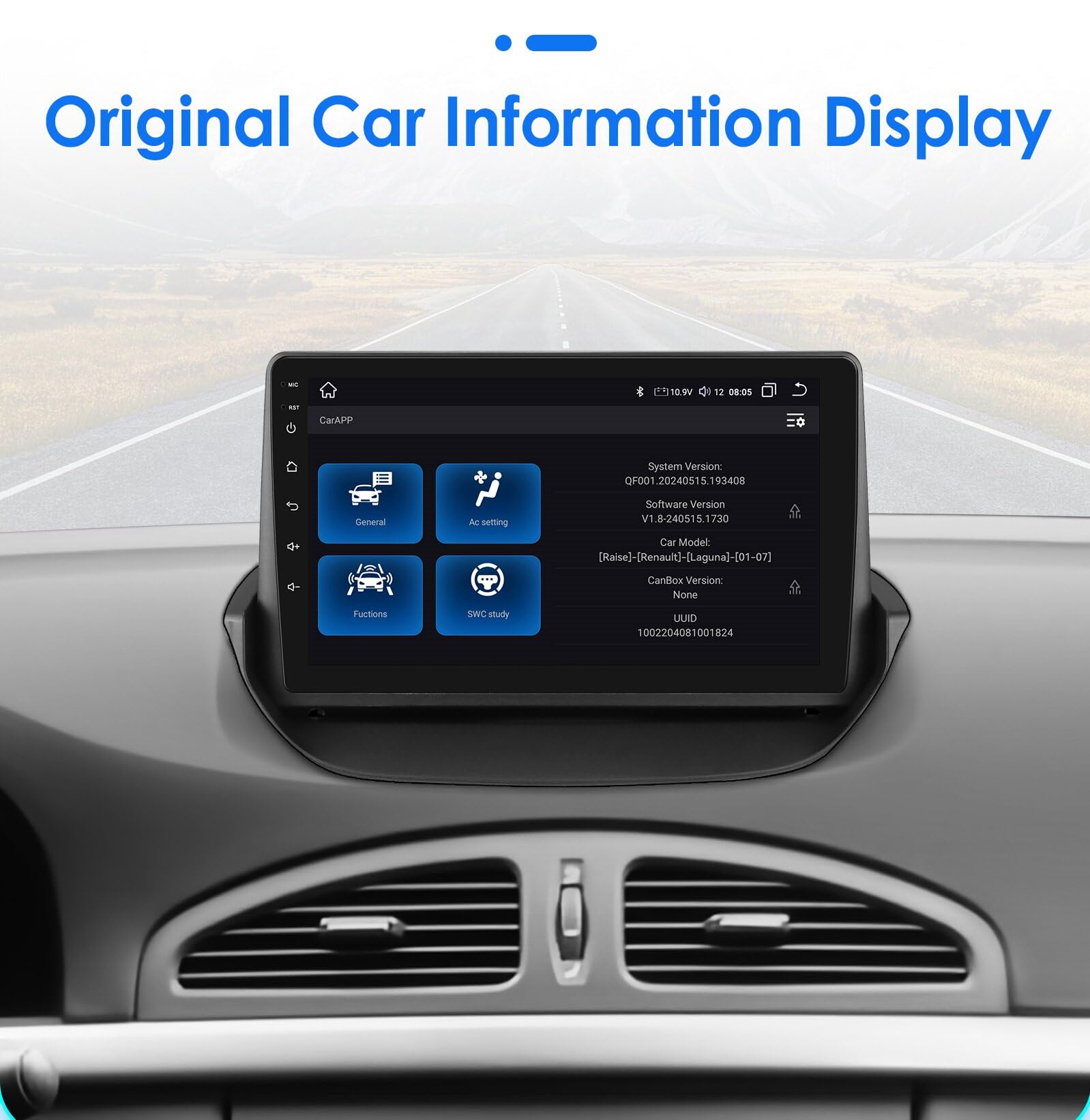 Ossuret Autoradio Android 14 pour Renault Laguna 2 (2001-2007), 8 cœurs 6G+64G GPS Navi 9" QLED Écran Tactile avec CarPlay sans Fil Android Auto Bluetooth WiFi 4G LTE DSP Mirror Link FM/AM (modèle B)