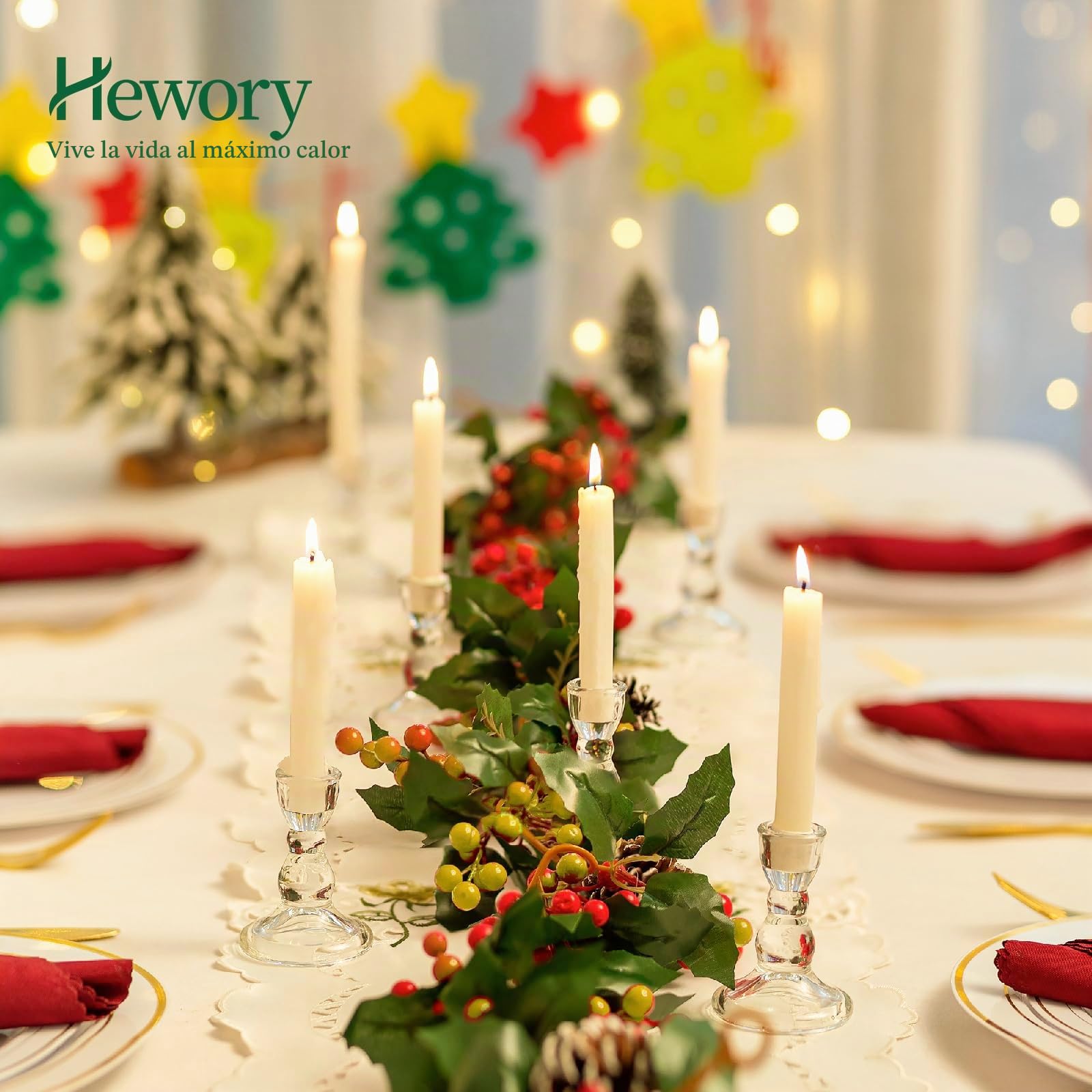 Candelabro de Vidrio Hewory: 20 Candelabros Cónicos a Granel Transparentes Candelabros Decoración del Centro de Bodas Fiesta Decoración de la Mesa de Navidad