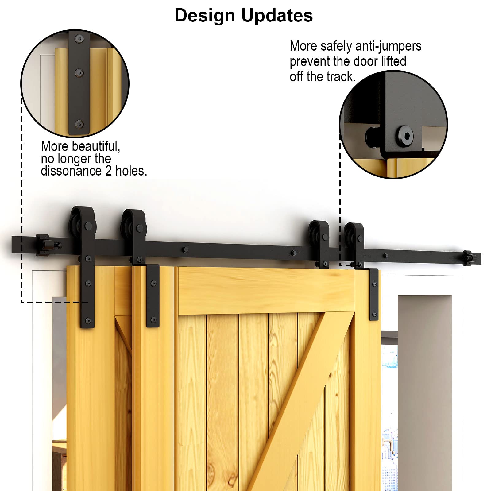 CCJH 10FT/300cm Quincailleri Kit de Rail pour Bypass Double Porte Coulissante (Rail simple) Noir Système Porte Coulissante Interieur - Forme J Rouleau Set