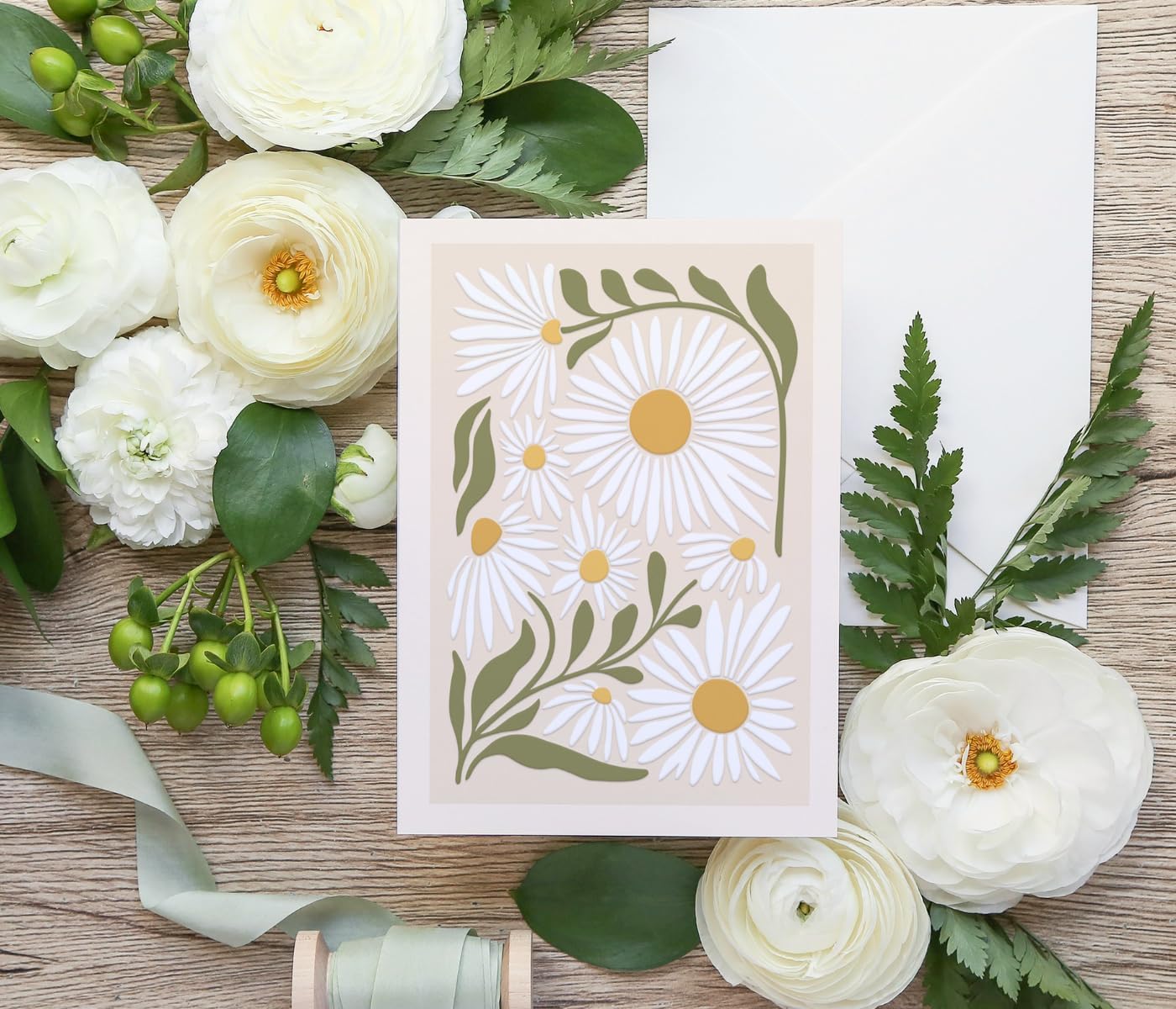 Lady Jayne All Occasion Blank Boxed Note Cards, with Gold-Foil Lined Envelopes and Embossed Details – 5” x 3.5” each, Set of 12 Cards – Flower Market Daisy (80910) - Image 5