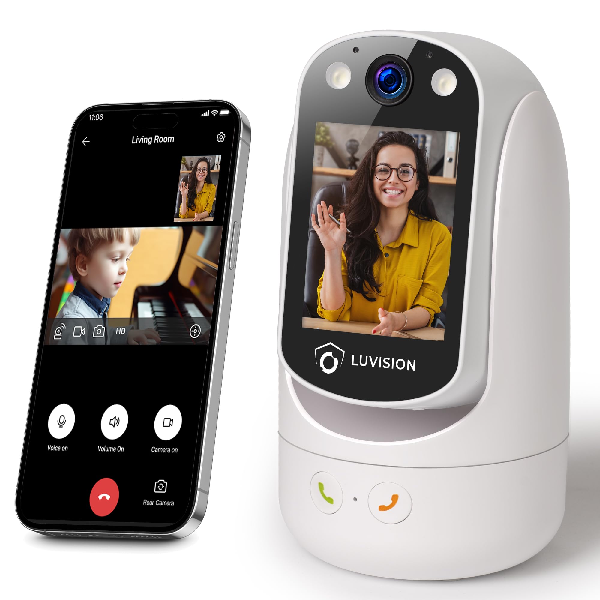 WLAN PTZ Überwachungskamera Auto-Tracking Video Anrufkamera, Telefonkamera mit Gegensprechfunktion für Kinder Senioren und Haustier Überwachung mit App, Nachtsicht, KI Bewegungsverfolgung