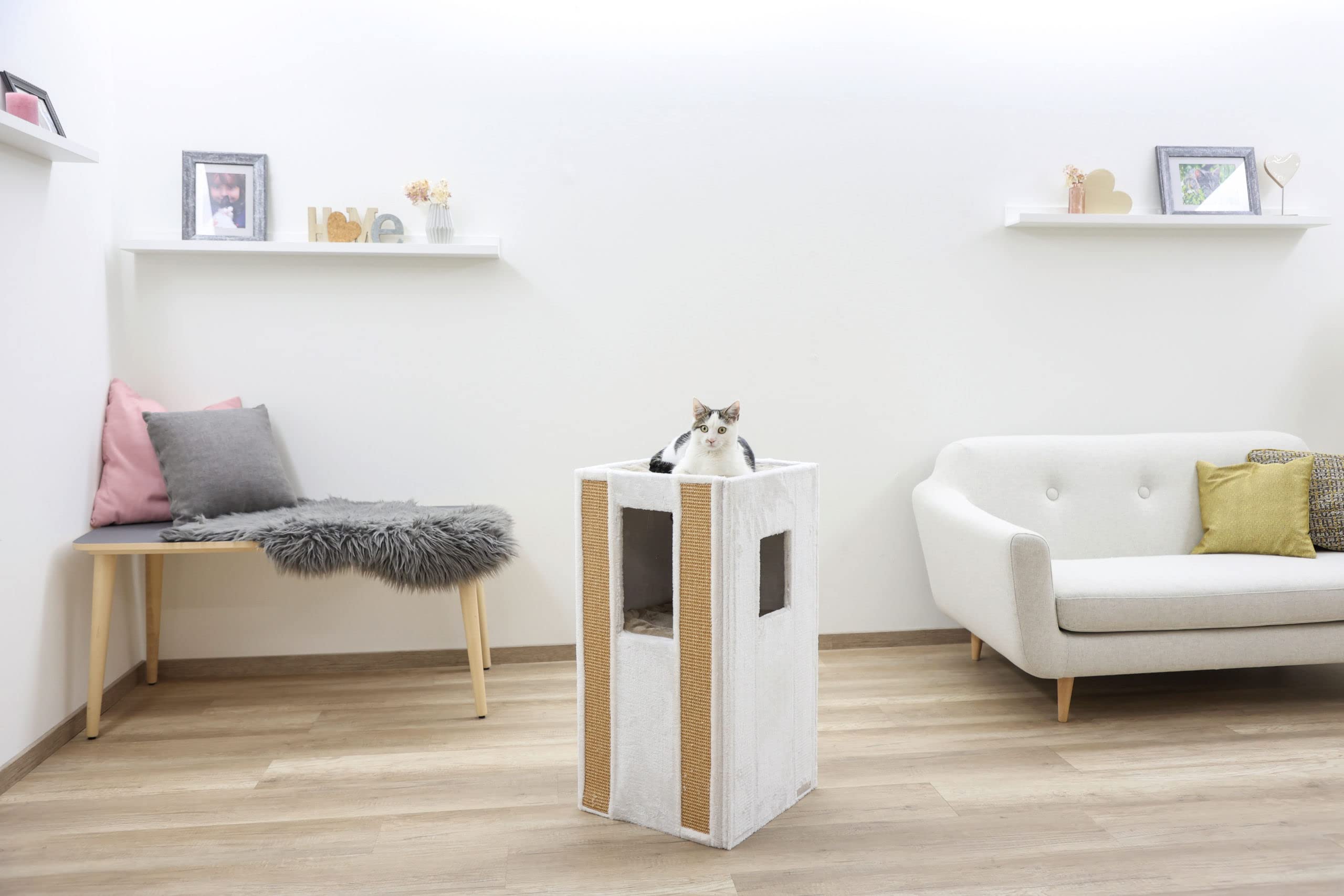 Kerbl Pet 81551 Kratztonne Galina, 40 x 40 x 78 cm, weiß