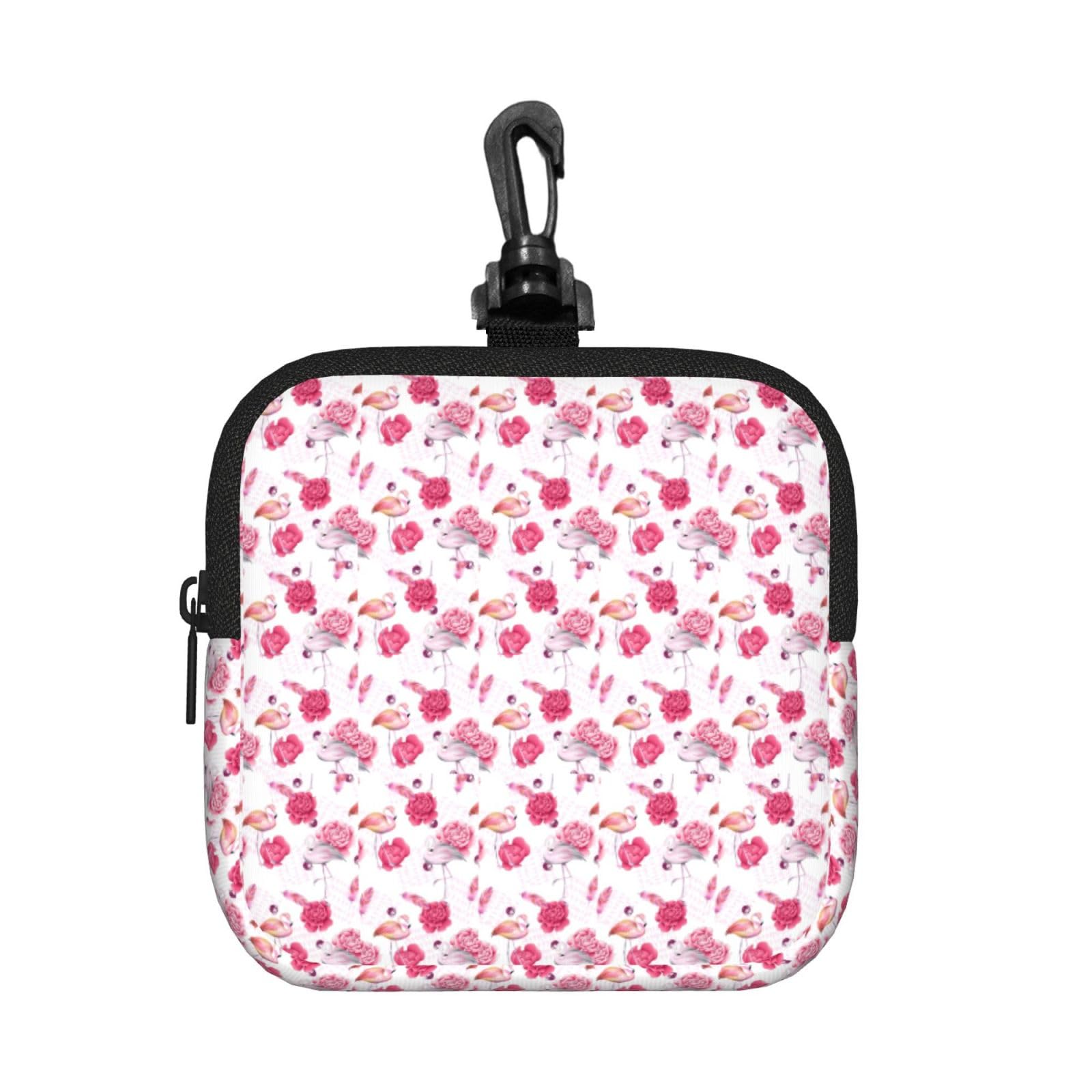 Ercgad Unisex Black Red Flamingos Print Square Storage Bag Travel Toiletry Cosmetic Organizer Pouch Lightweight Reusable