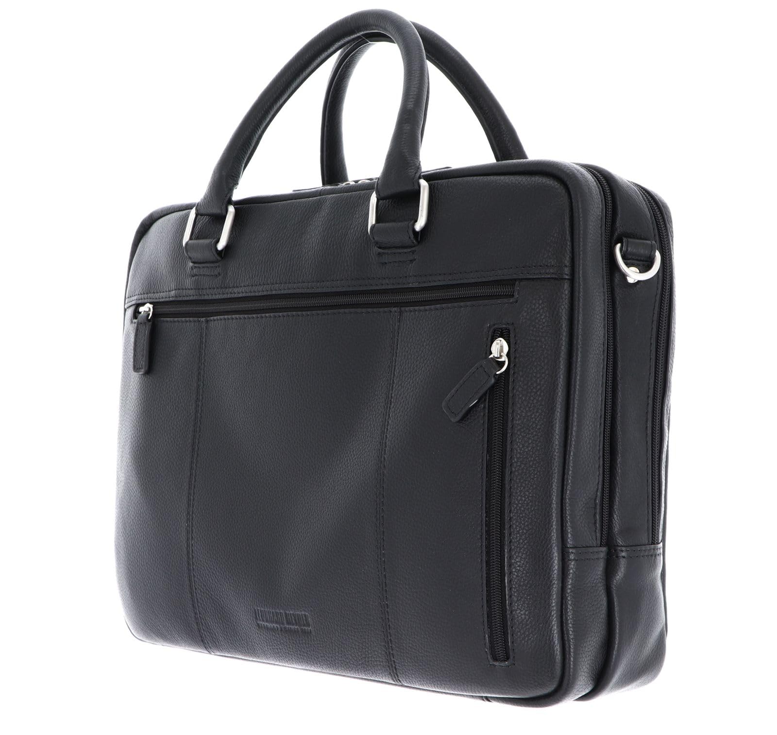 Leonhard Heyden Leder Businesstasche Laptoptasche mit Laptopfach Berlin RV-Aktenmappe 2 Fächer 7212 Schwarz