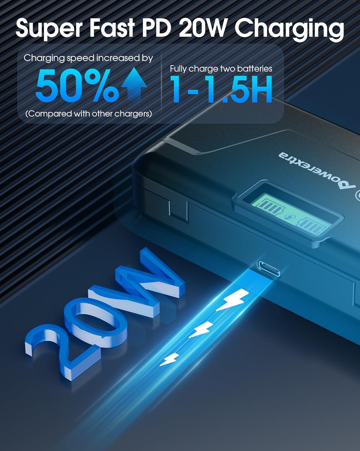 NP-W126S Battery and 20W Fast Dual Charger Compatible with Fuji X-T100, X-T200, X100F, X100V, X100VI, X-S10, X-A5, X-A10, X-E4, X-Pro2, X-Pro3, X-T1, X-T2, X-T3, X-T10, X-T20, X-T30 II - Image 4