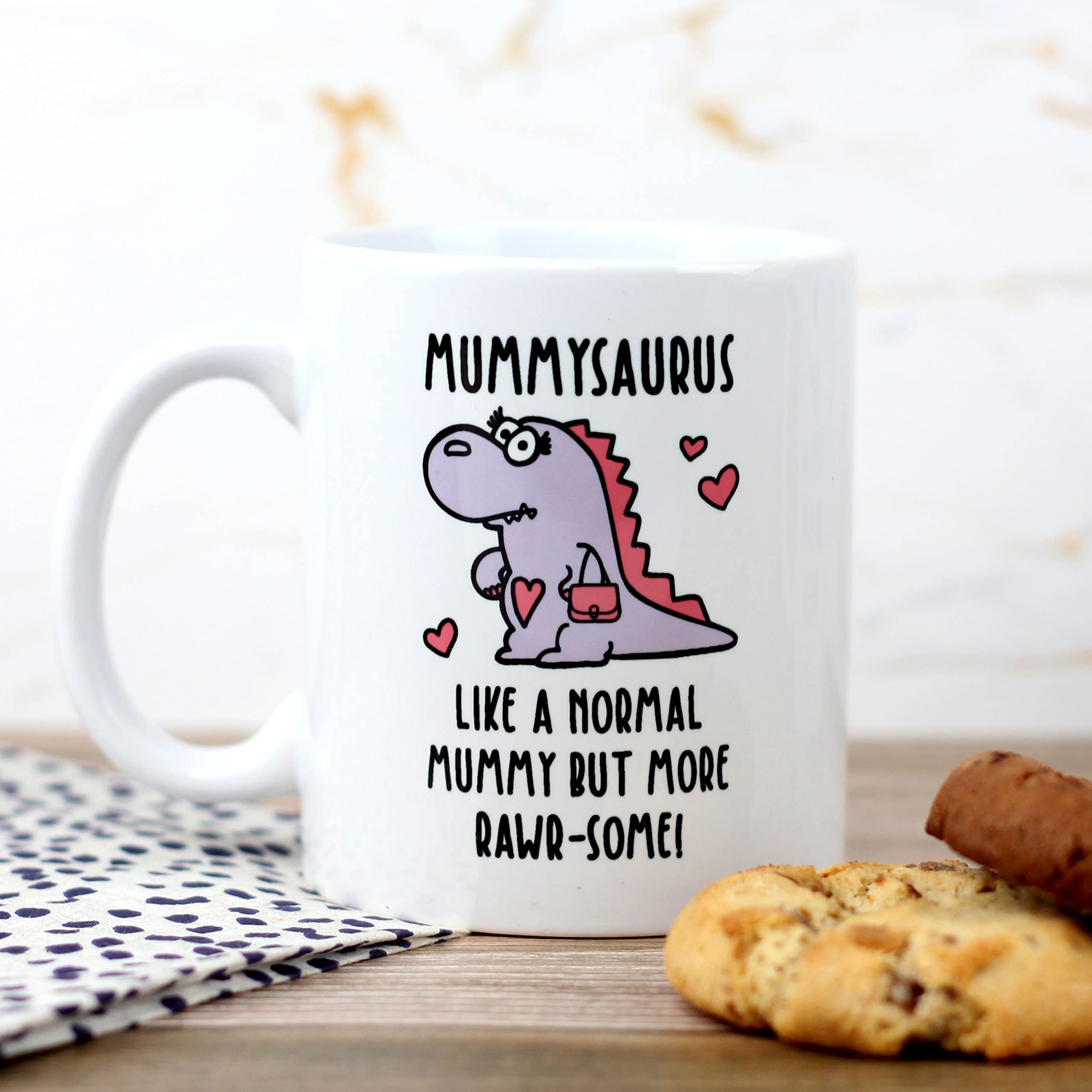 eBuyGB Mummysaurus Mug, Mummy Mug, Dinosaur Mug, Printed Coffee Mug, Mother's Day Gift, Mum Birthday Gift, Funny Mug Present