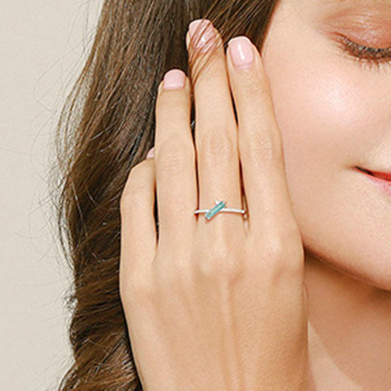 Alianzas de boda para mujer, anillos de compromiso de oro blanco de 18 quilates, elegante topacio rectangular y moissanita redondo, anillo de boda de oro blanco para mamá, novia, novia