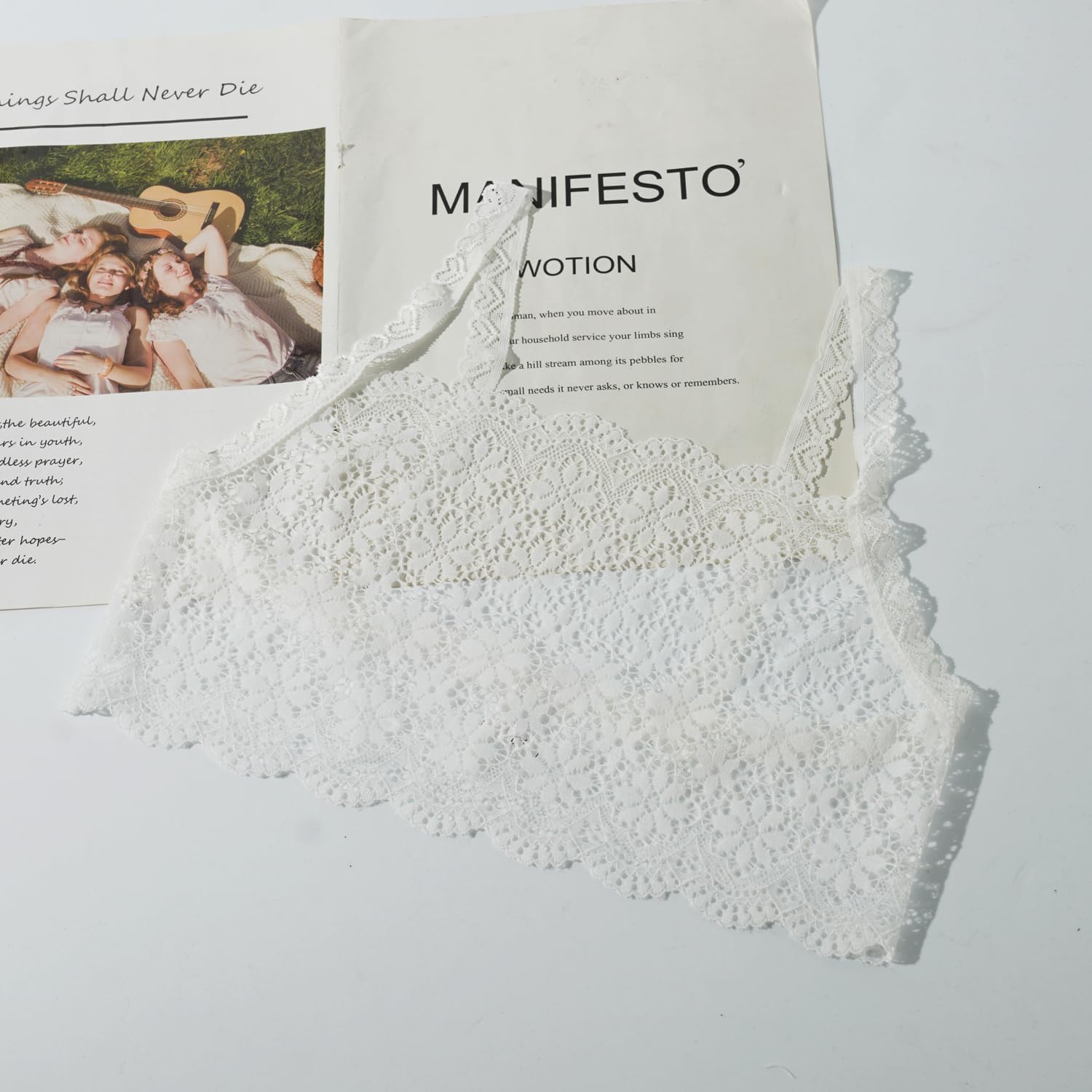 SZMUHLN Women's Lace Cami Cleavage Cover Modesty Panel Antti Peep Bra Insert Heart Camisole Tops - Image 4