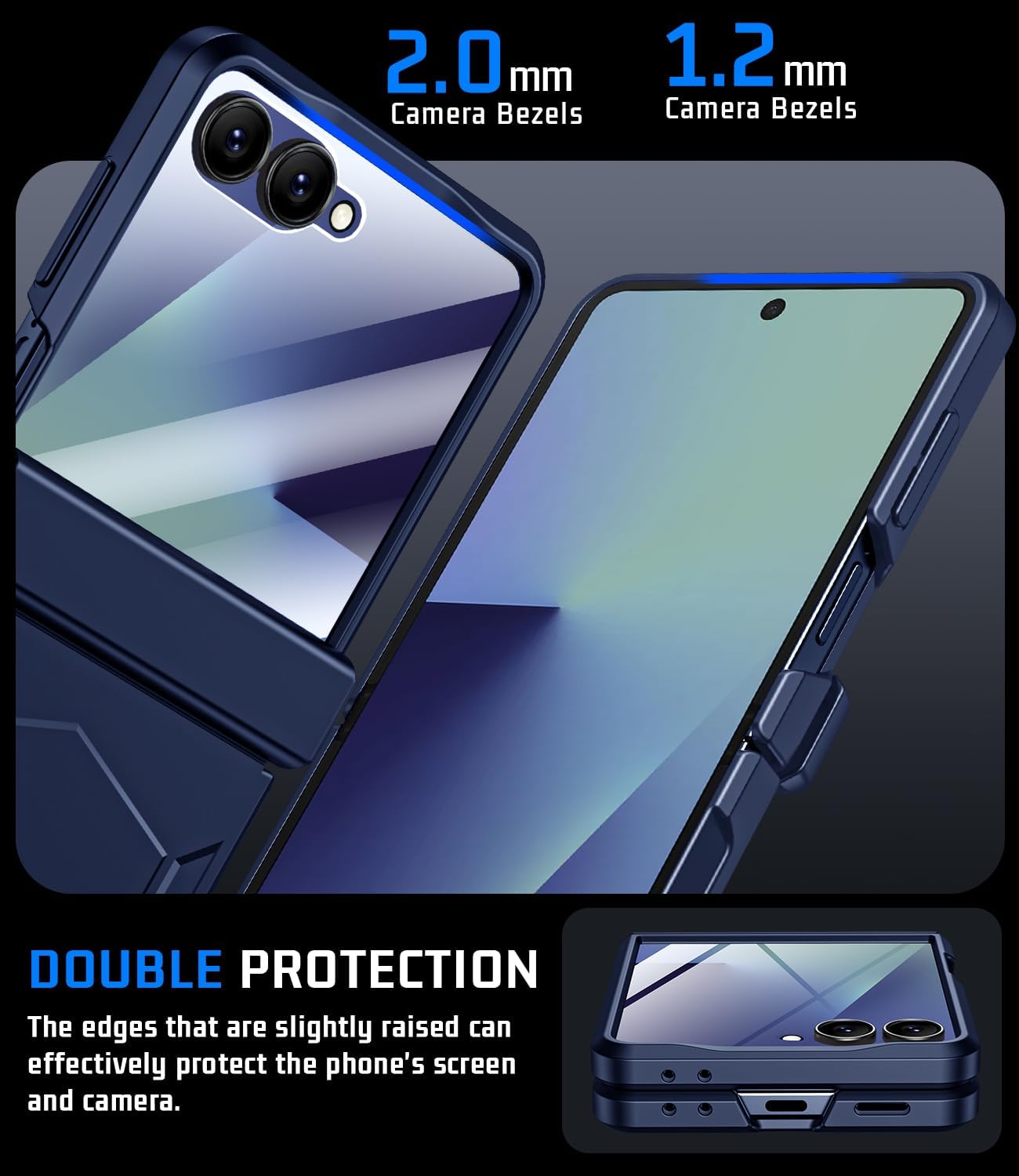 for Samsung-Galaxy Z-Flip-7 Armor Case: Full Body Protective Phone Case [Non-Slip Texture][Rugged Hinge Protection][Fast Wireless Charging] Durable Rugged case for Z Flip 7 5G(2025) Blue