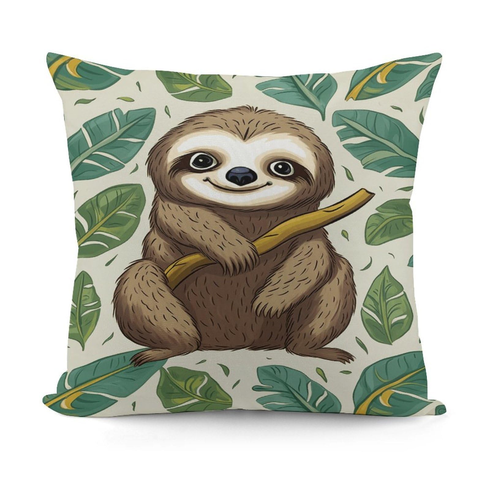 VstaDank Adorable Sloth Throw Pillow Covers 18x18 Inch Soft Couch Home Decor Cushion Cover Comfortable Plush Square Cushion Case Farmhouse Decorative Pillowcase for Living Couch