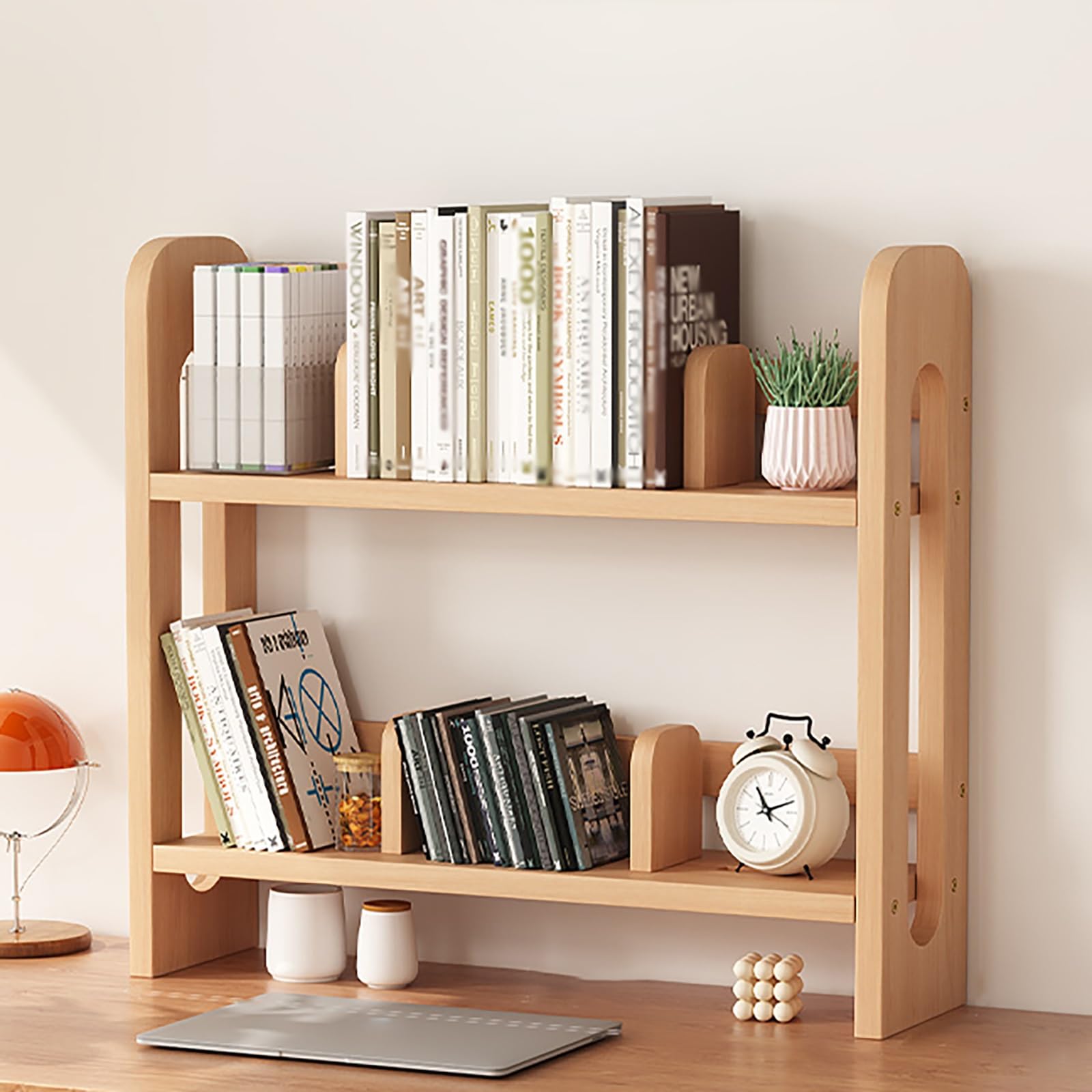 Étagère de bureau en bois naturel 80 cm pour rangement maison et dortoir