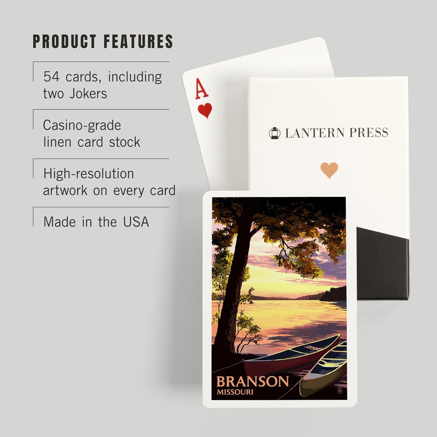 Lantern Press Branson, Missouri, Sunset Scene, 52 Playing Cards for Adults, Poker Size Card Deck