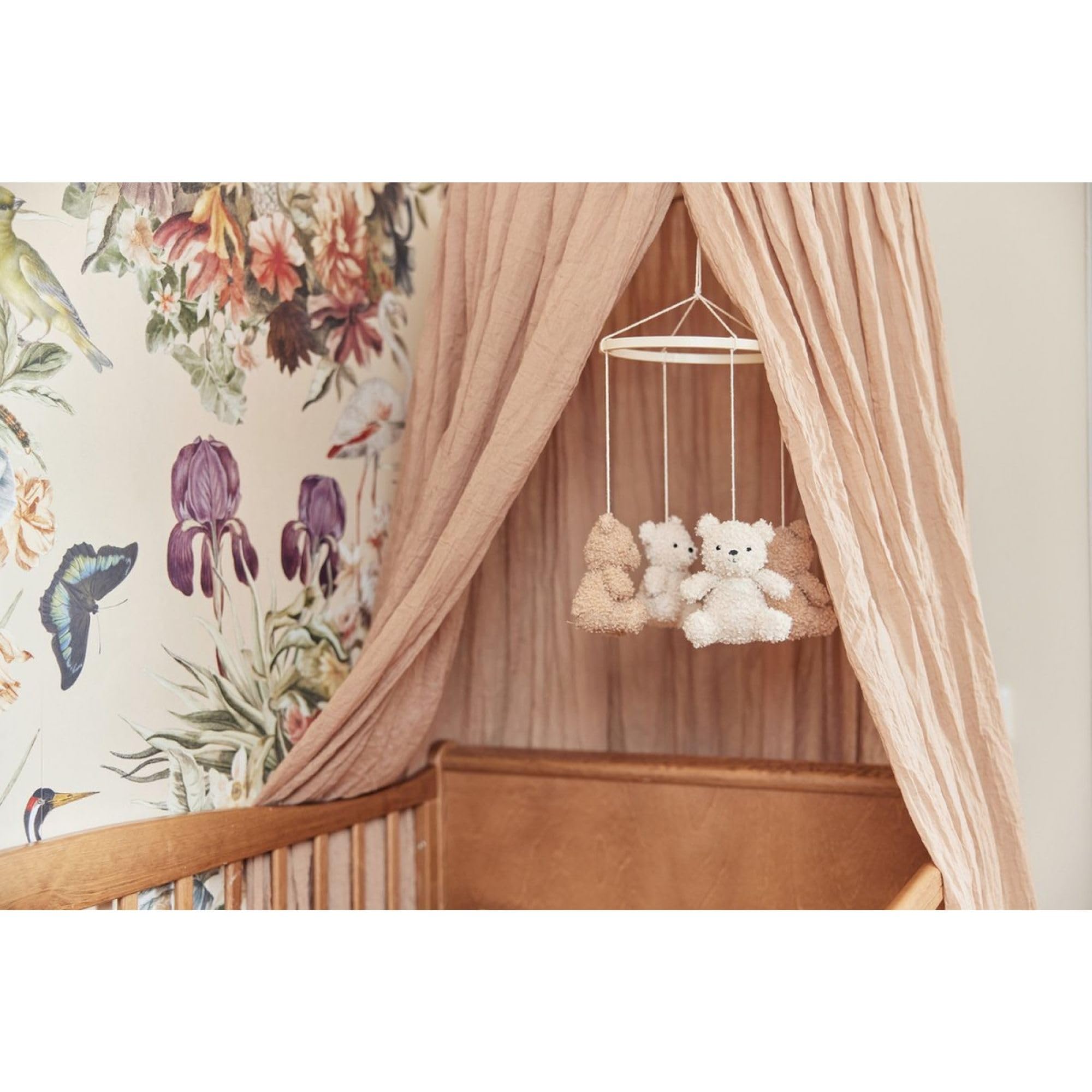 Jollein Baldaquin Biscuit Vintage - Hauteur 245 cm - Ciel de lit pour Chambre d'enfant - Biscuit - Marron Clair